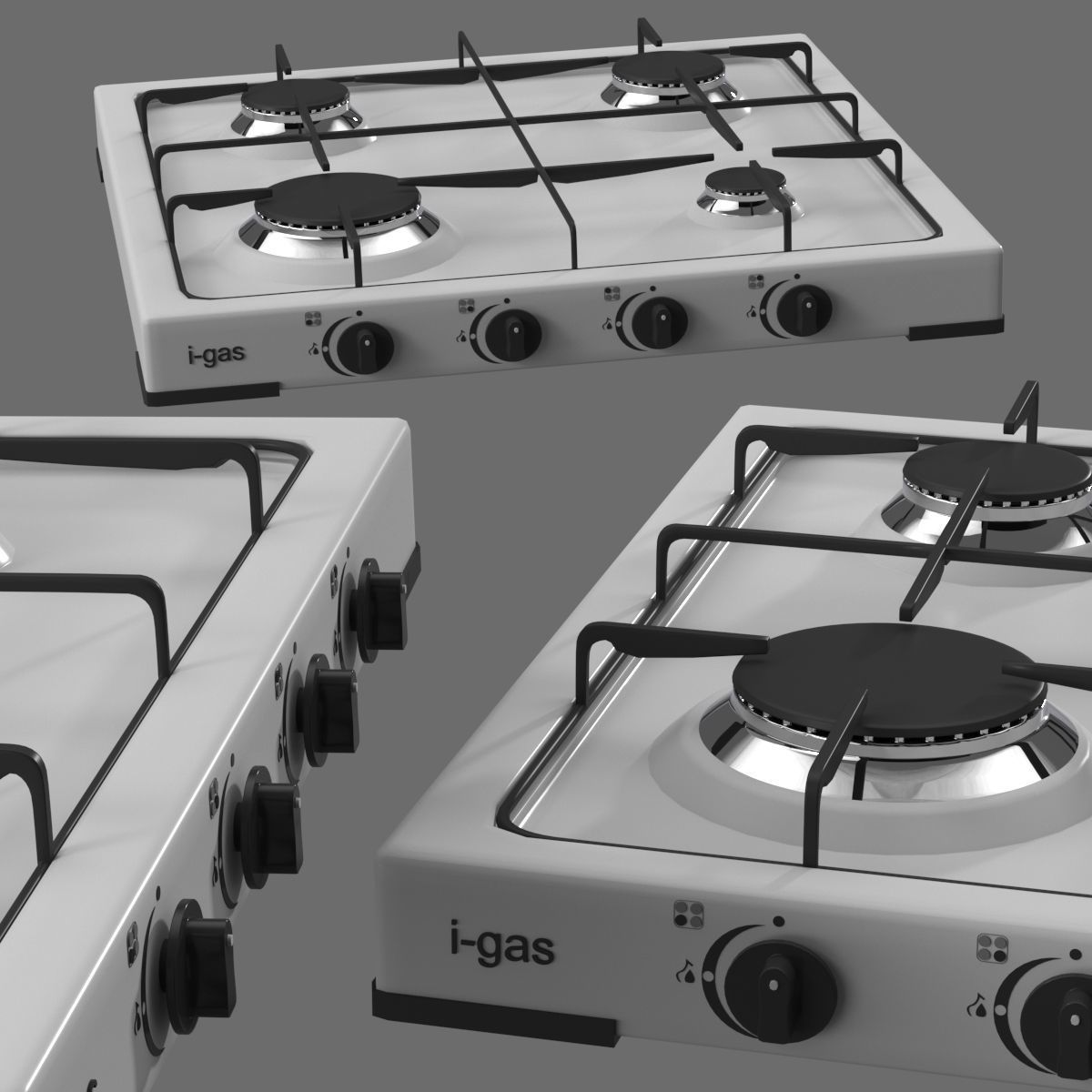 Cooktop Stove top Classic 3D Model Low-poly 3D model_47