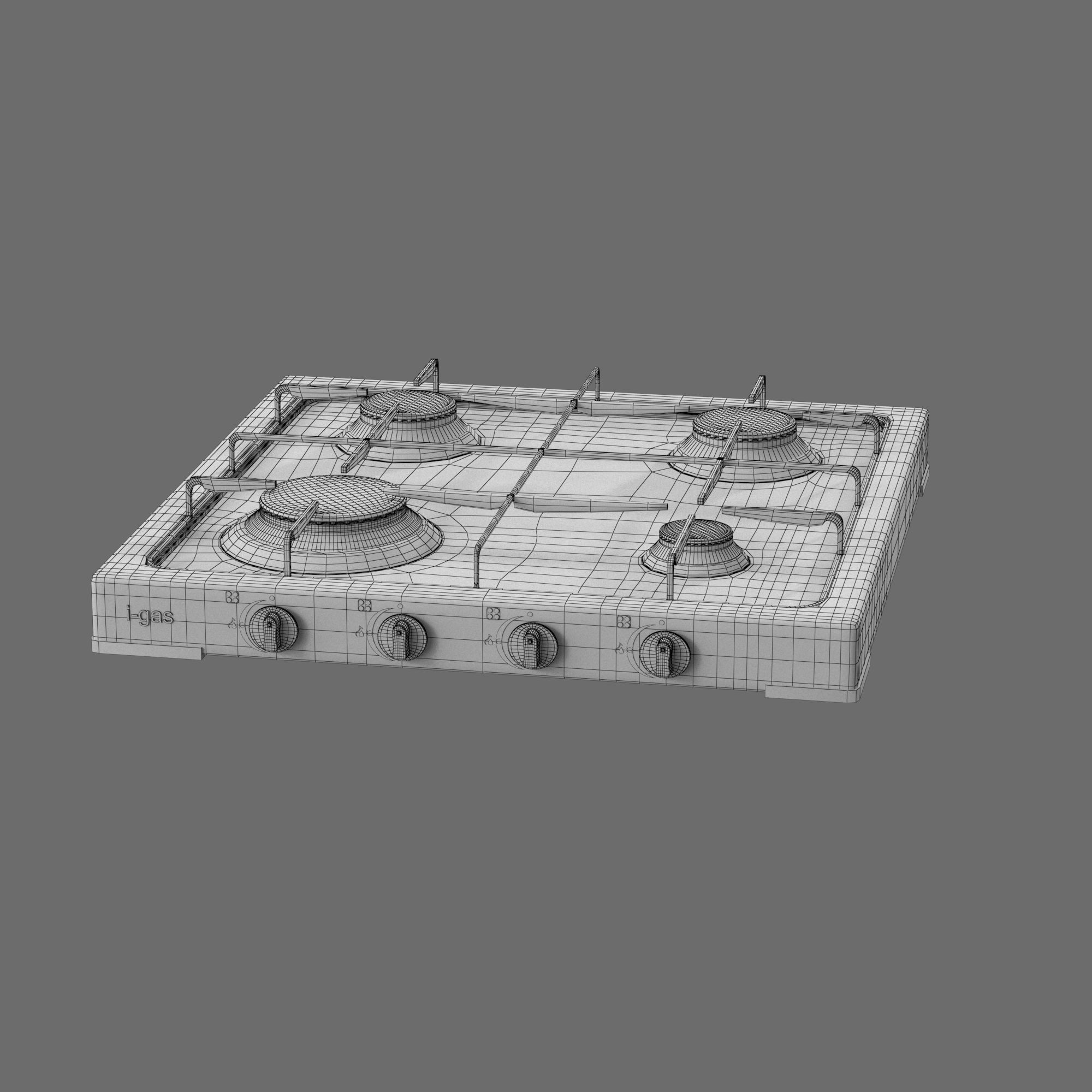 Cooktop Stove top Classic 3D Model Low-poly 3D model_3
