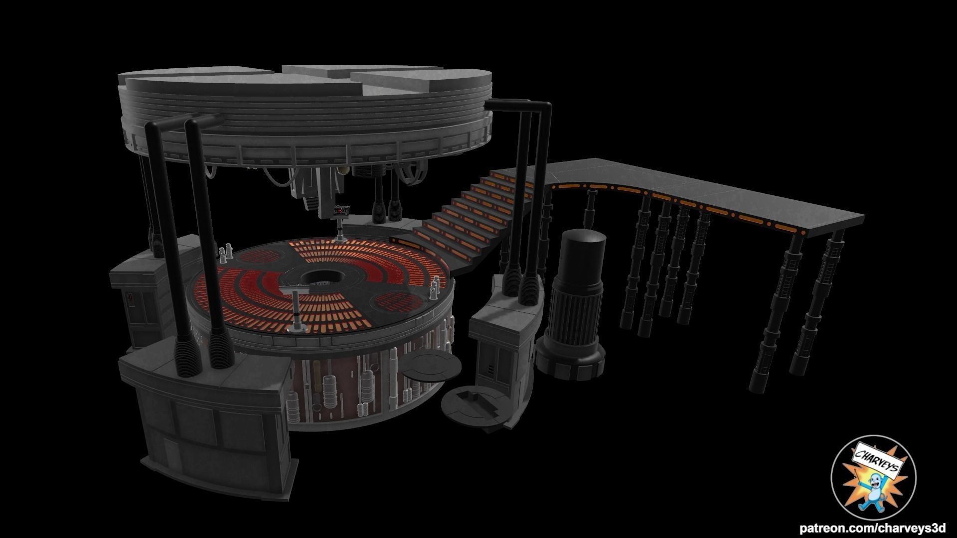 Star Wars Carbon Freezing Chamber Diorama for action figures 3D print model_3