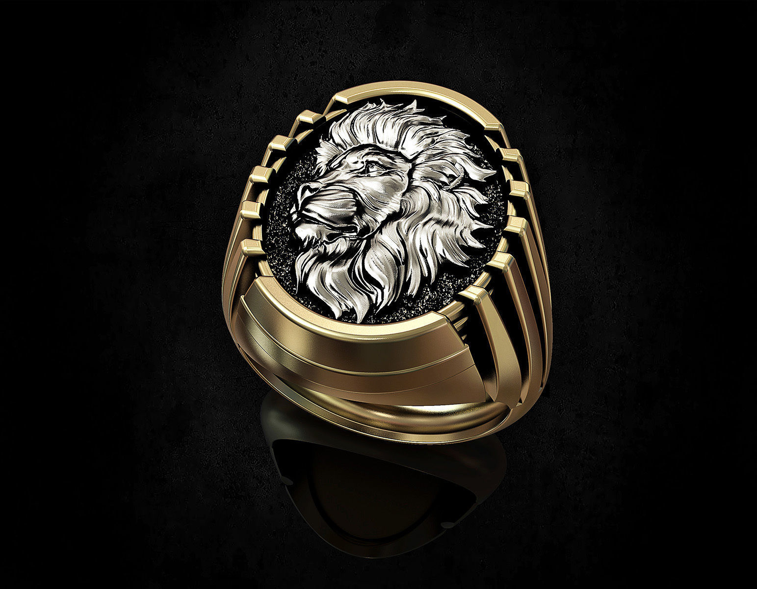 Lion profile ring 3D print model_3