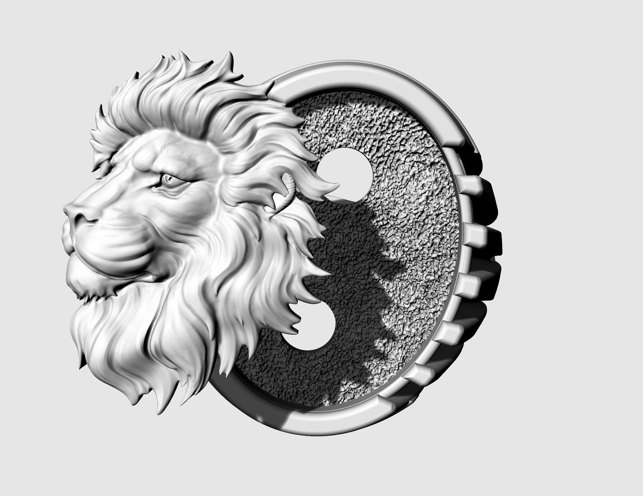 Lion profile ring 3D print model_10