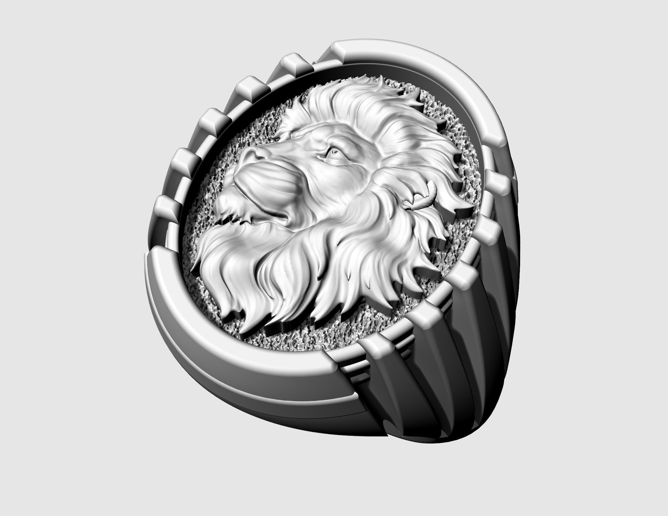 Lion profile ring 3D print model_7