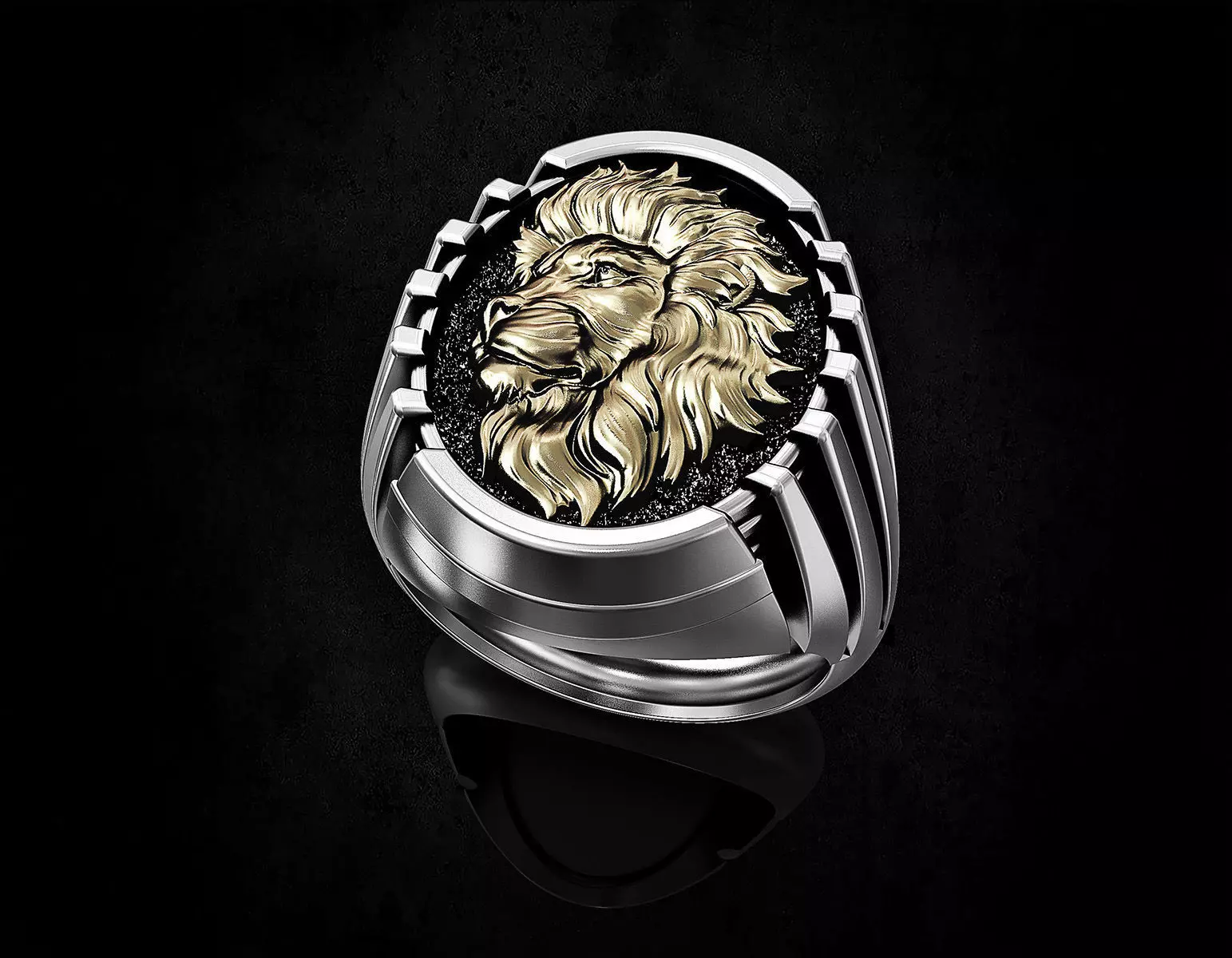 Lion profile ring 3D print model_0
