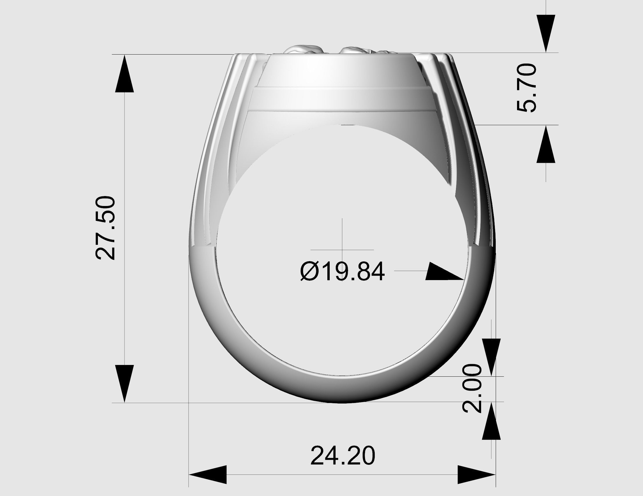Lion profile ring 3D print model_12