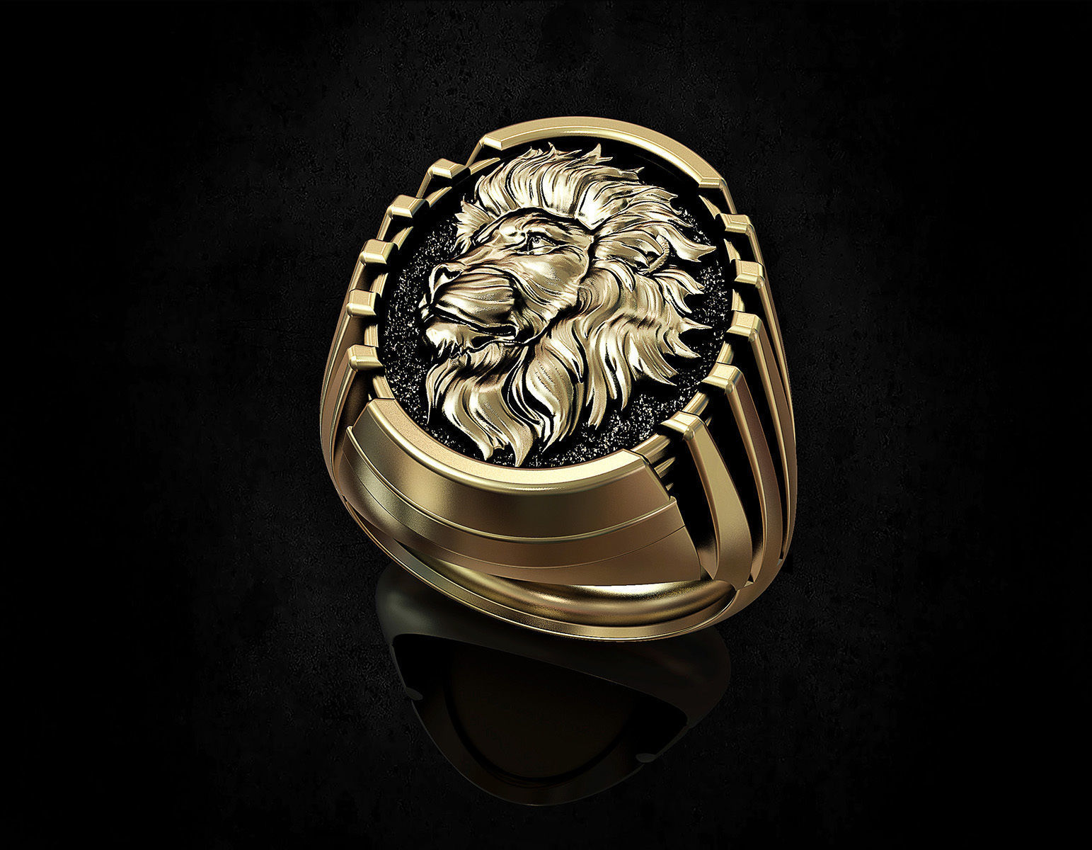 Lion profile ring 3D print model_2