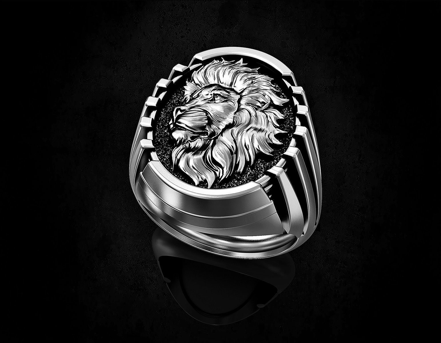 Lion profile ring 3D print model_1