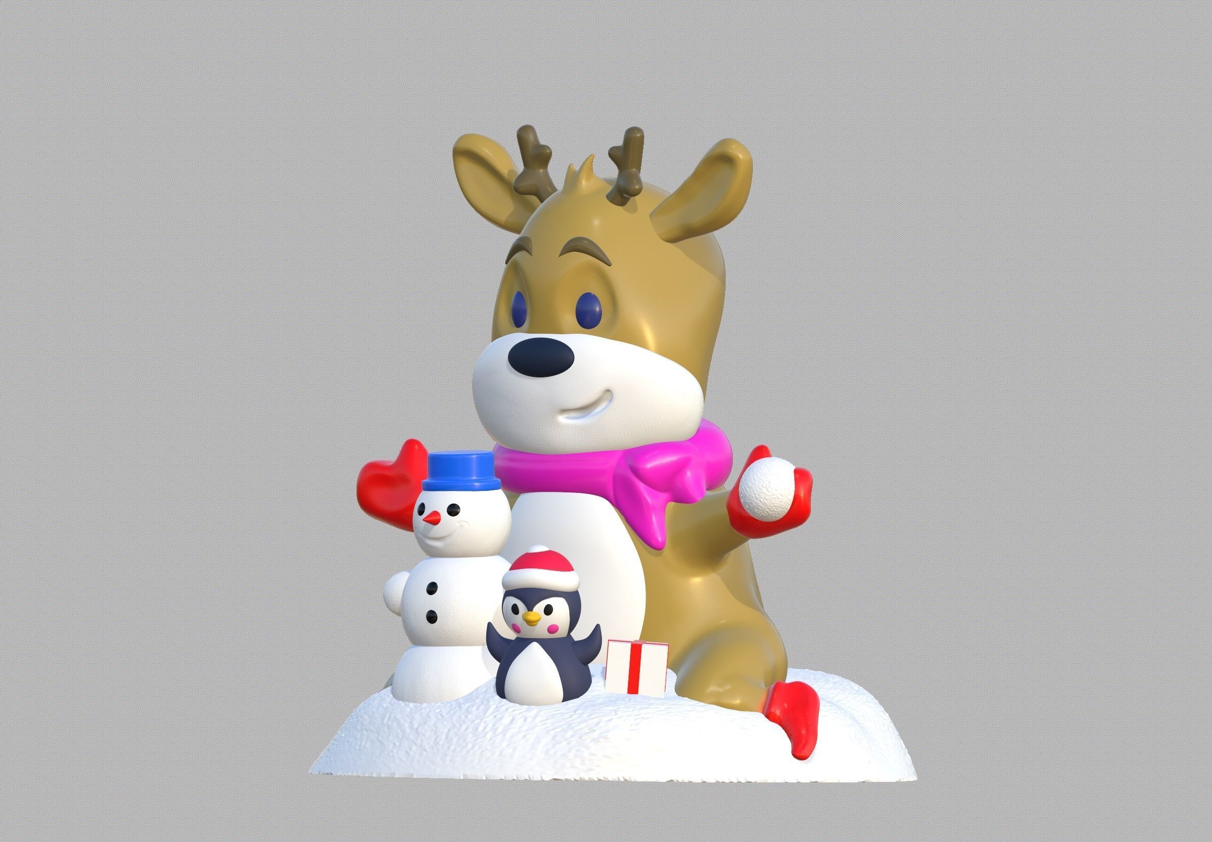 Cute reindeer 3D print model_1