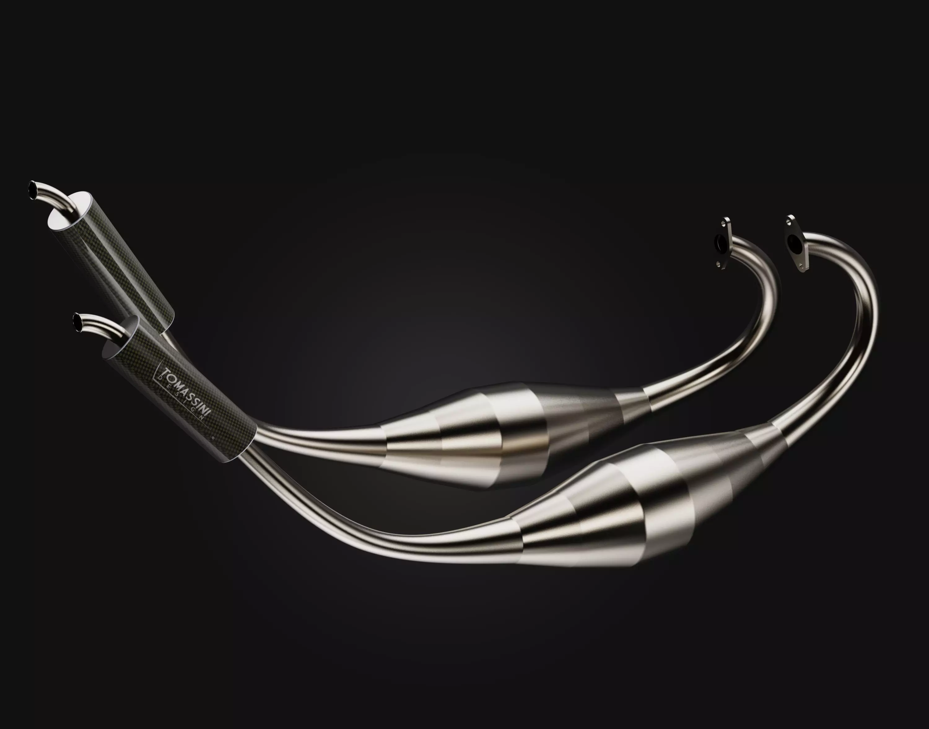 2 Stroke Moto2 Full Racing Exhaust CAD file Step 3D model_0