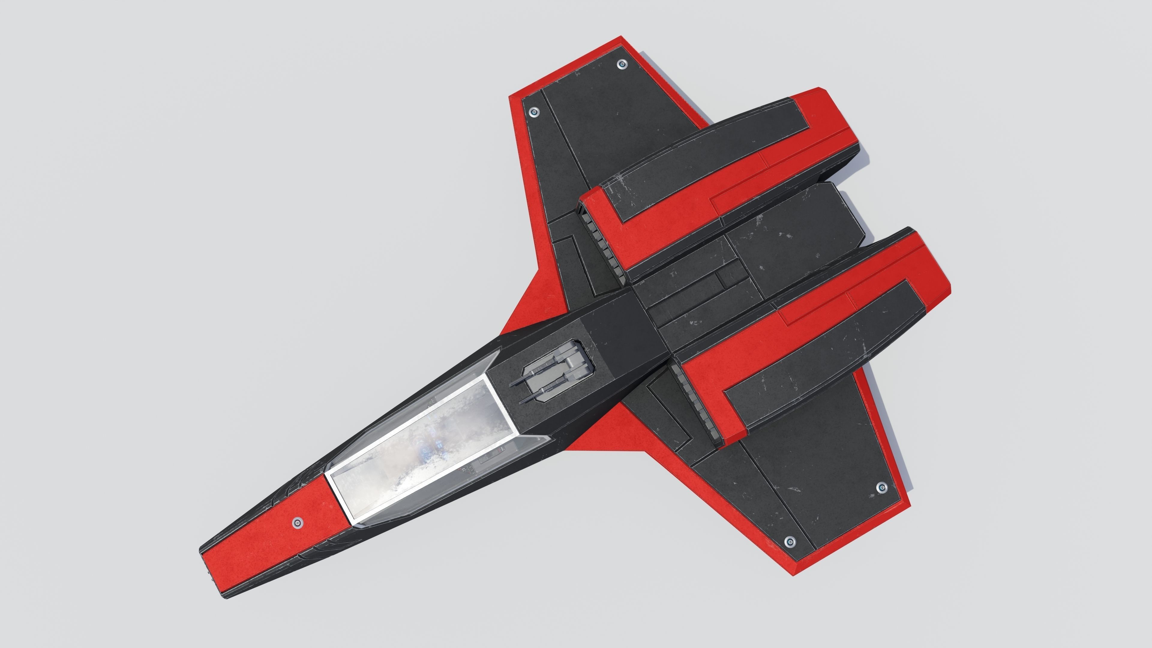 Sci-Fi Space Fighter Jet with Interior Cockpit Low-poly 3D model_1