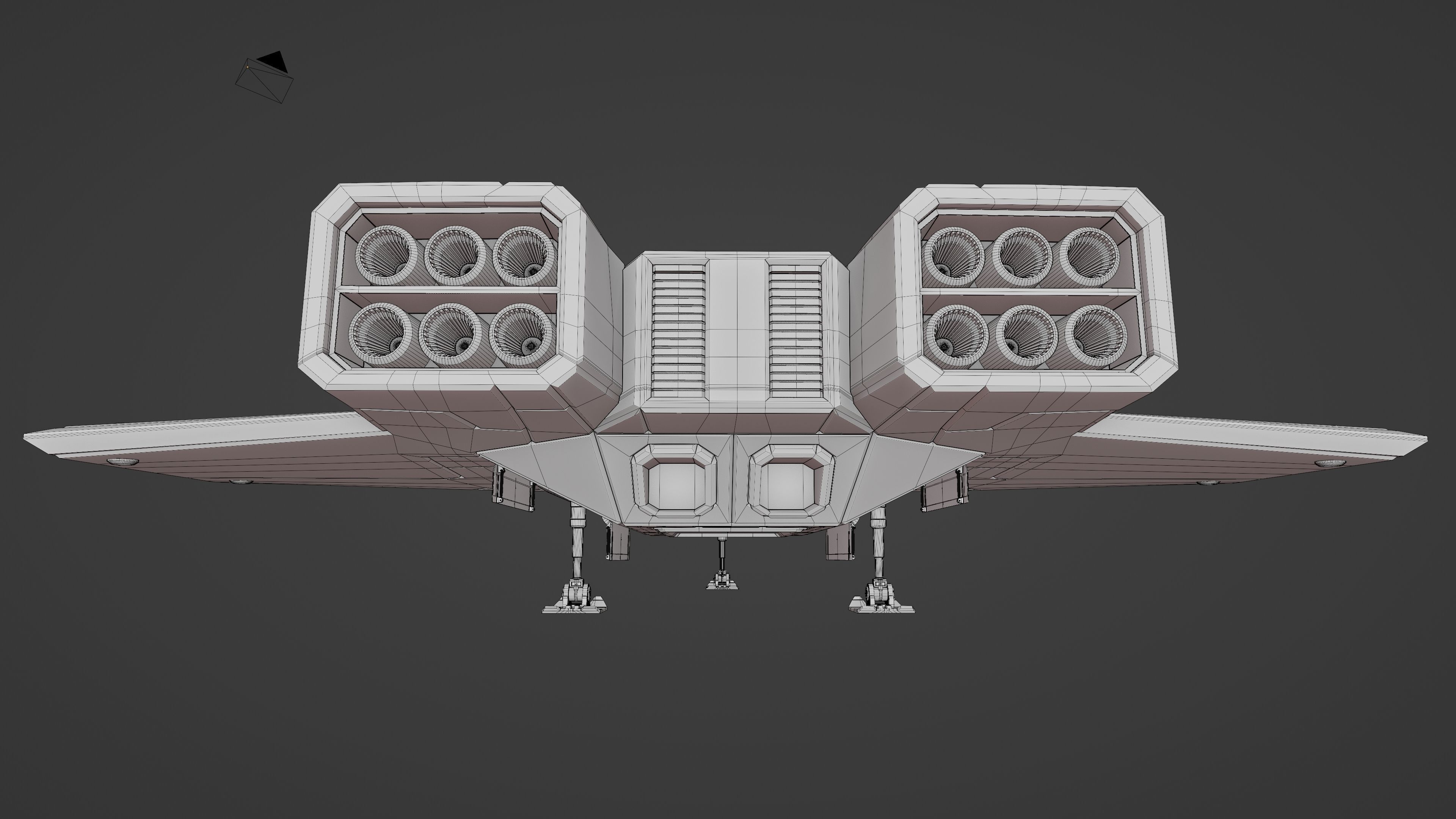 Sci-Fi Space Fighter Jet with Interior Cockpit Low-poly 3D model_33