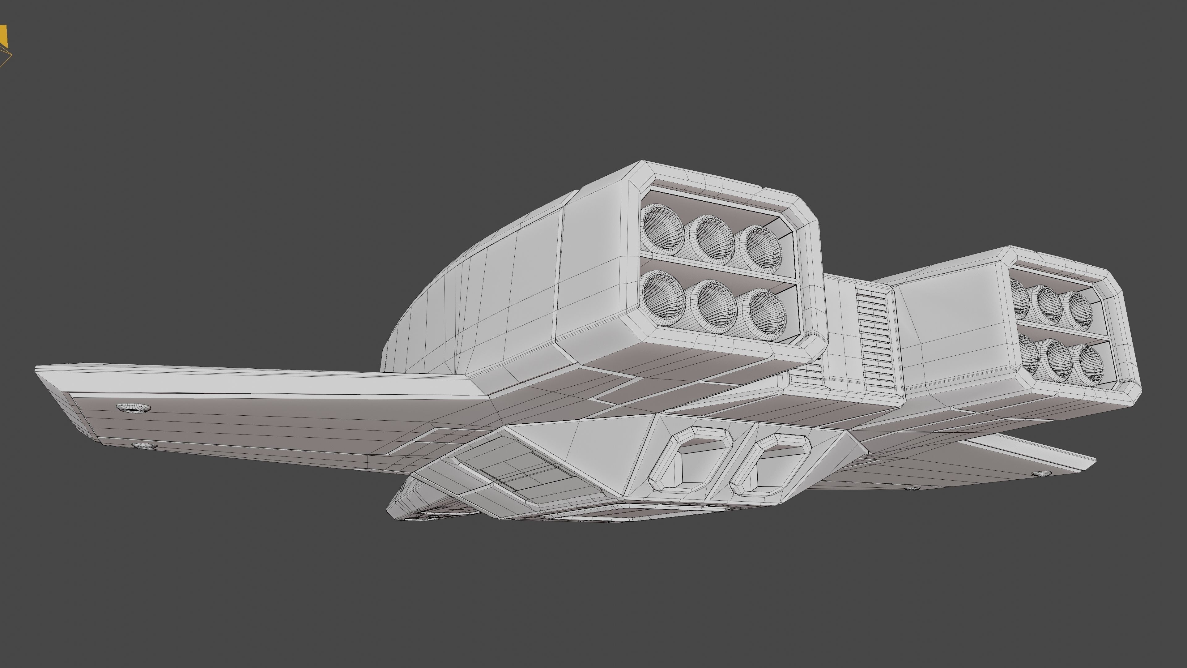 Sci-Fi Space Fighter Jet with Interior Cockpit Low-poly 3D model_32