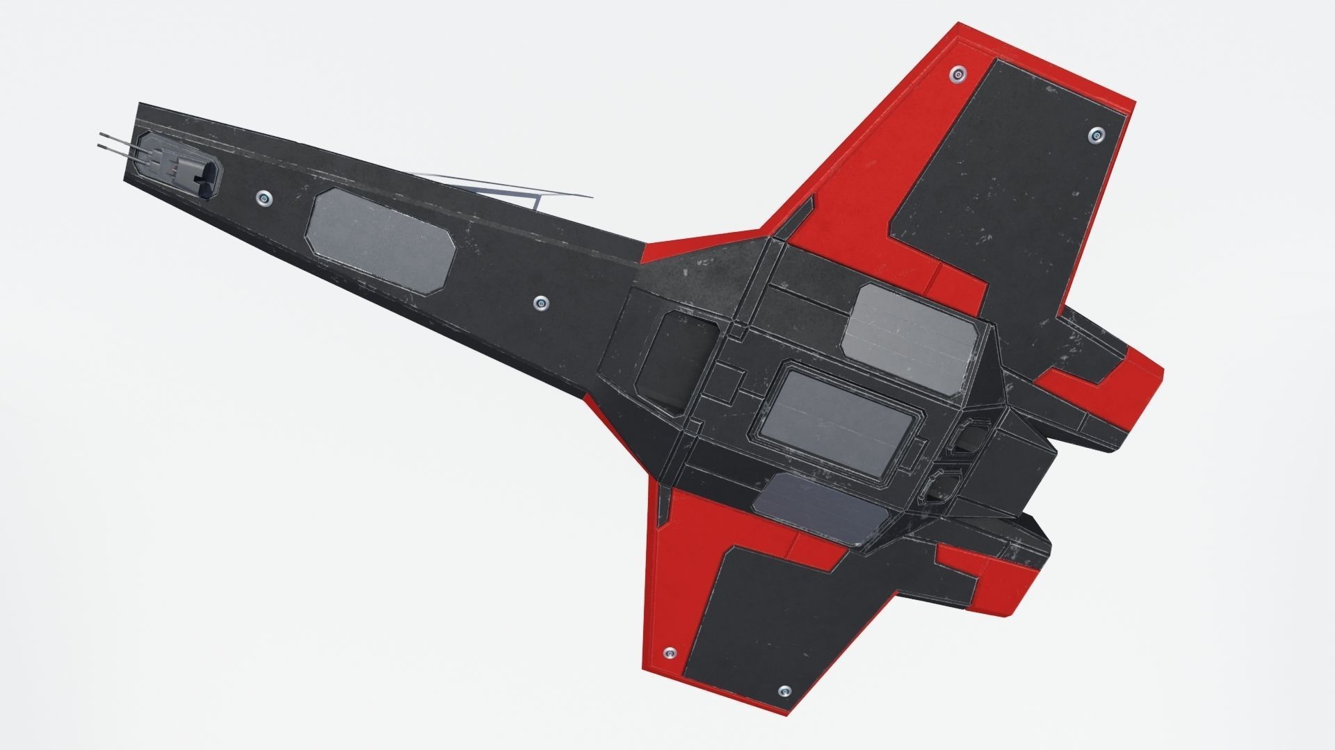 Sci-Fi Space Fighter Jet with Interior Cockpit Low-poly 3D model_15
