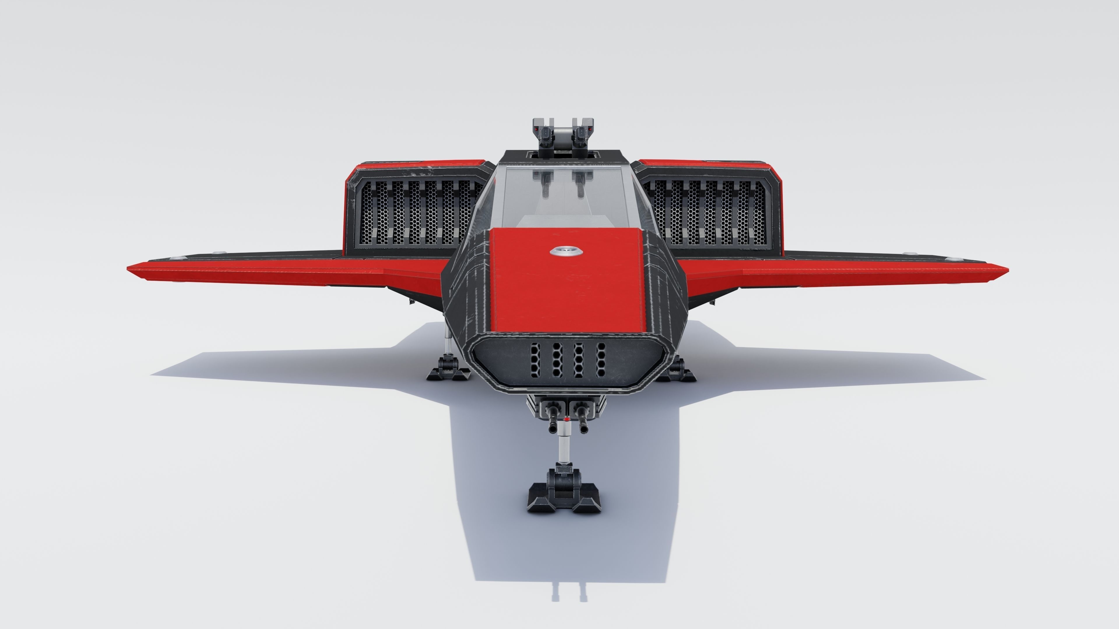 Sci-Fi Space Fighter Jet with Interior Cockpit Low-poly 3D model_3