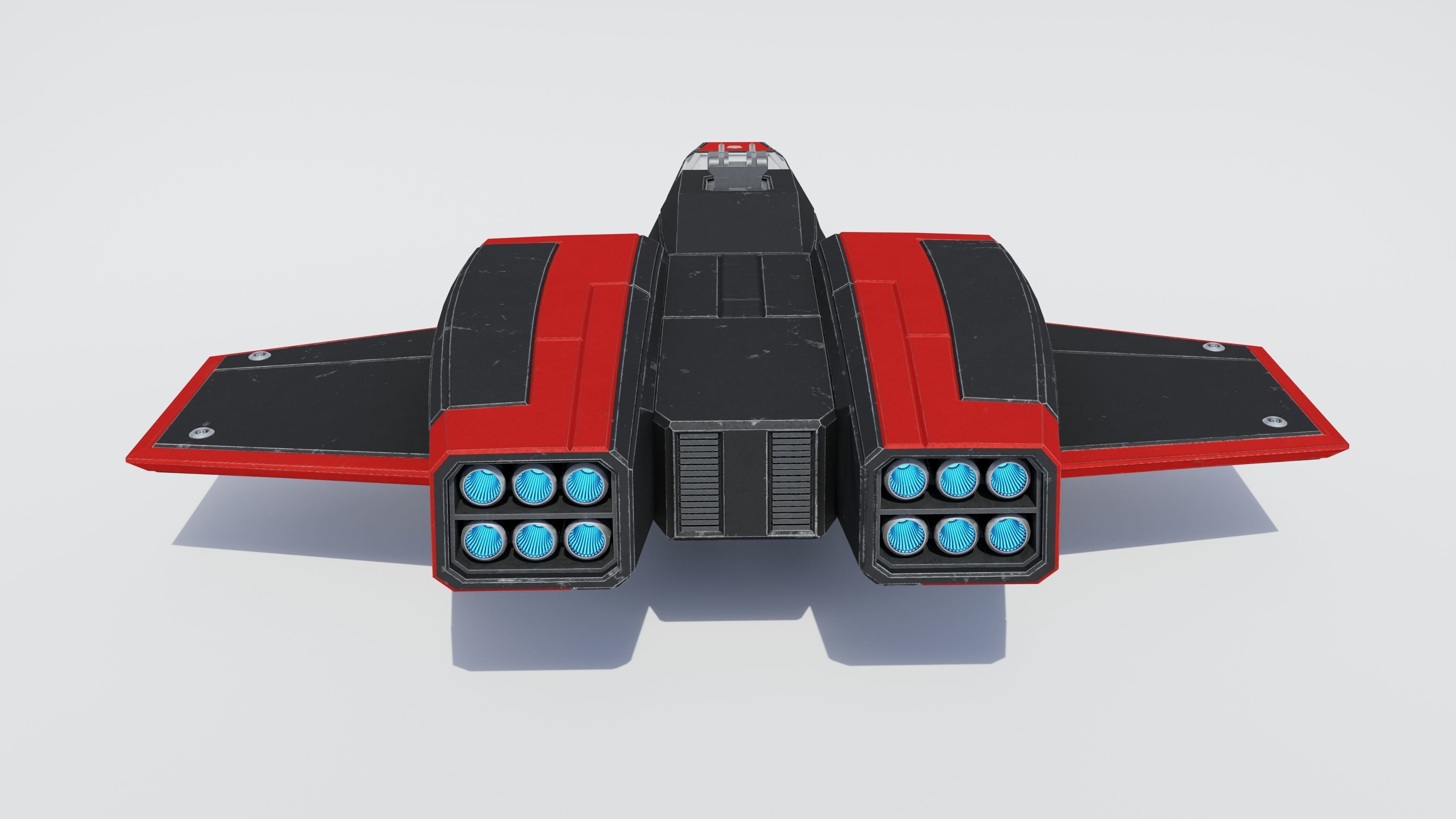 Sci-Fi Space Fighter Jet with Interior Cockpit Low-poly 3D model_5