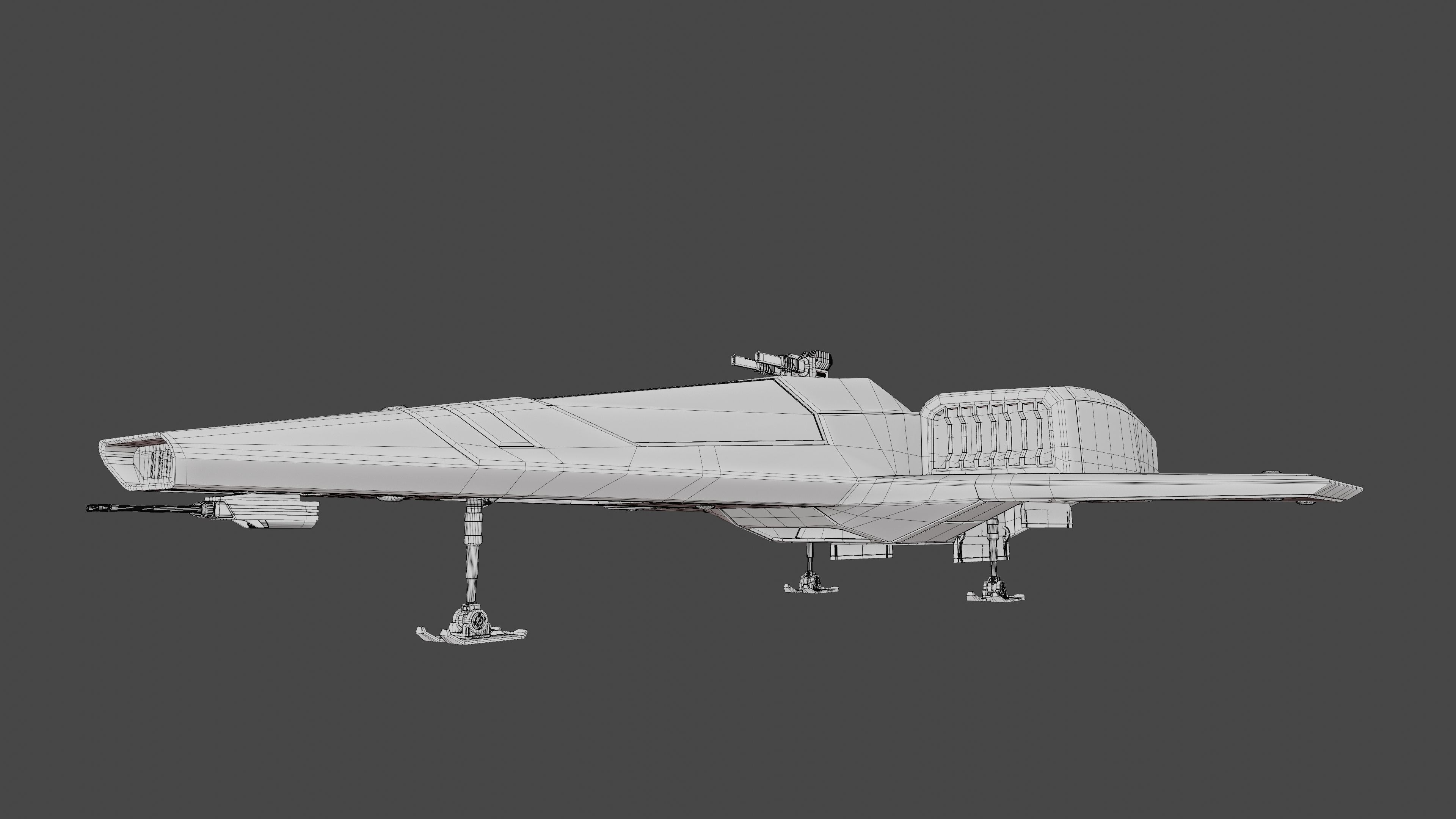 Sci-Fi Space Fighter Jet with Interior Cockpit Low-poly 3D model_25