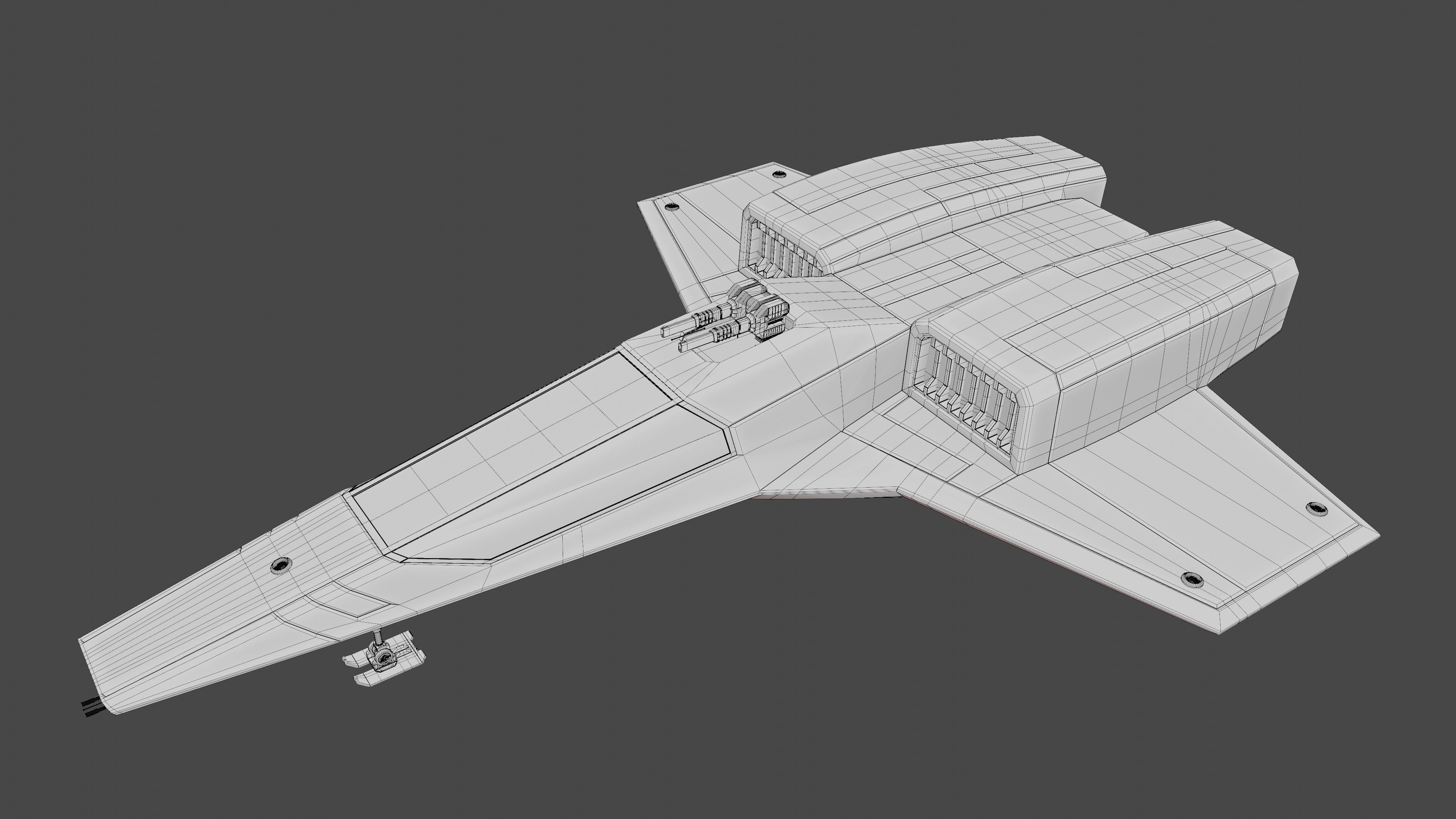 Sci-Fi Space Fighter Jet with Interior Cockpit Low-poly 3D model_24