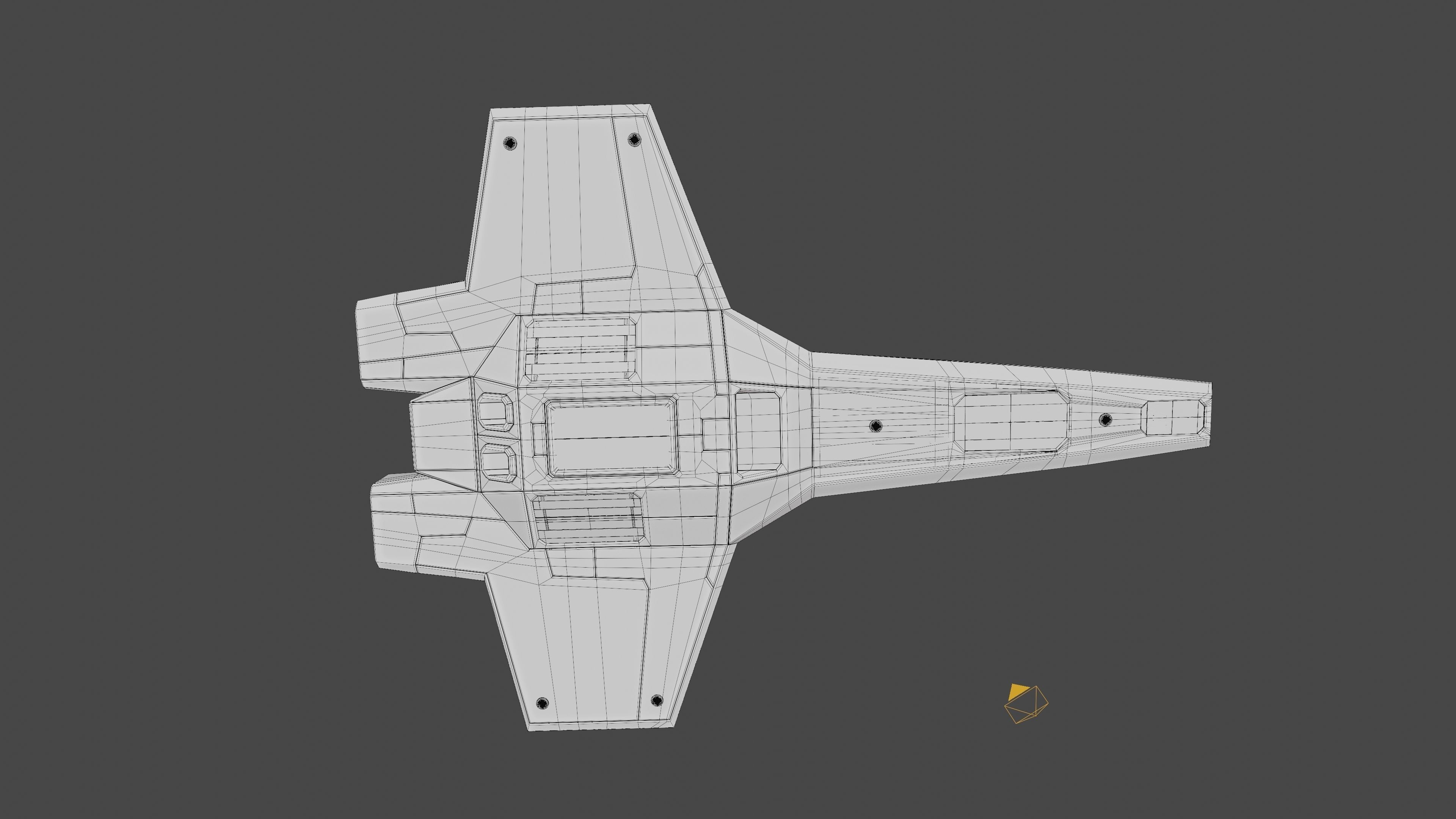 Sci-Fi Space Fighter Jet with Interior Cockpit Low-poly 3D model_27