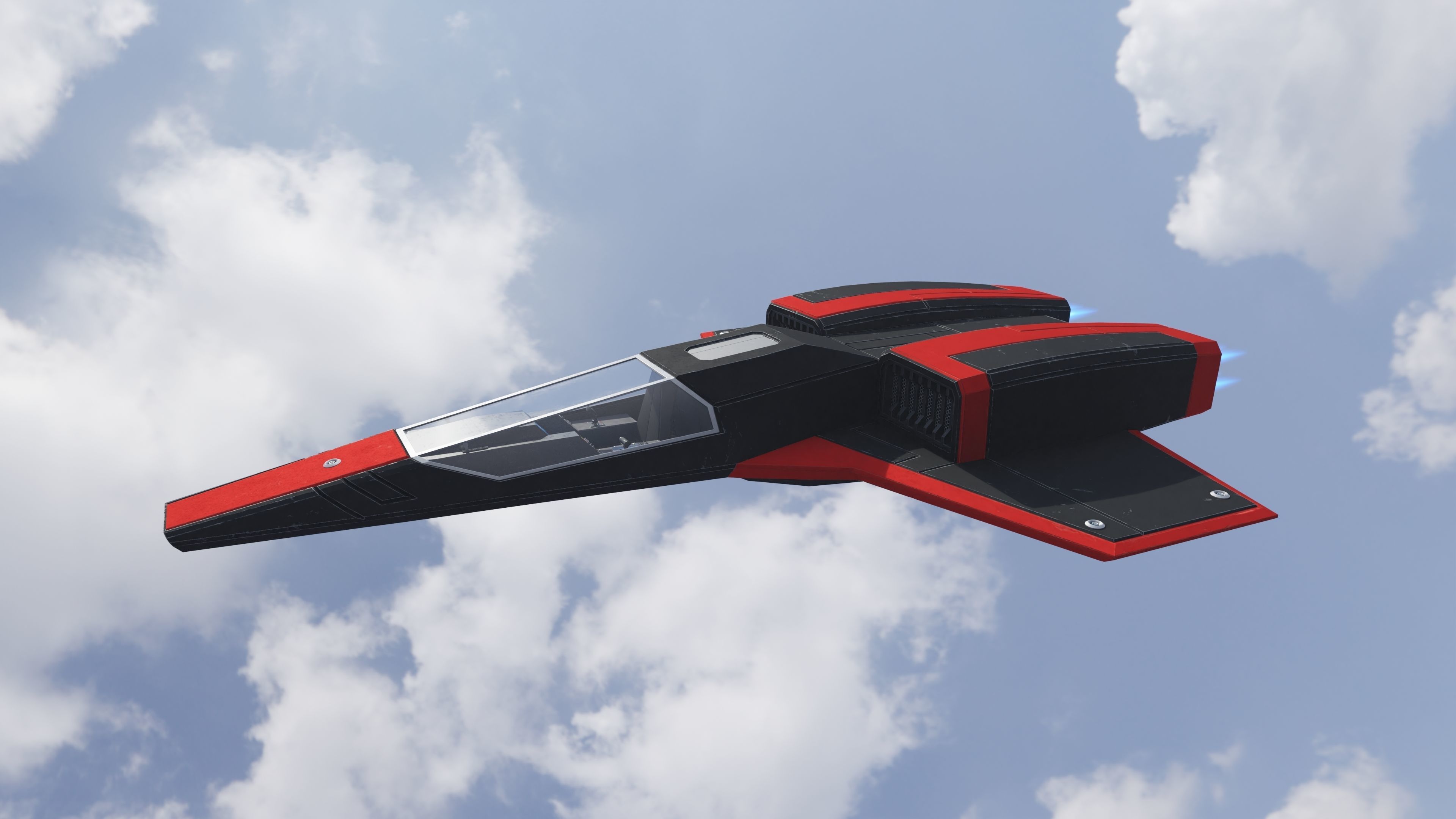 Sci-Fi Space Fighter Jet with Interior Cockpit Low-poly 3D model_18
