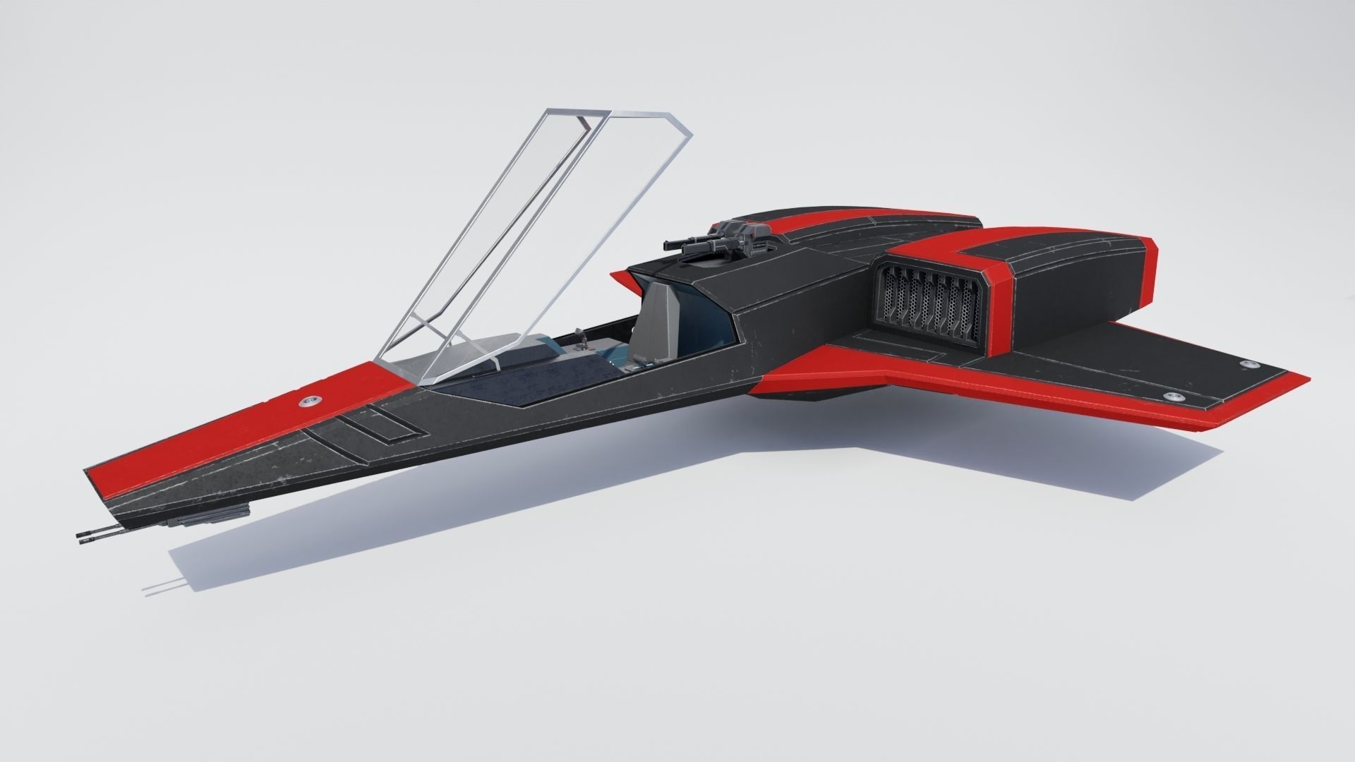 Sci-Fi Space Fighter Jet with Interior Cockpit Low-poly 3D model_14