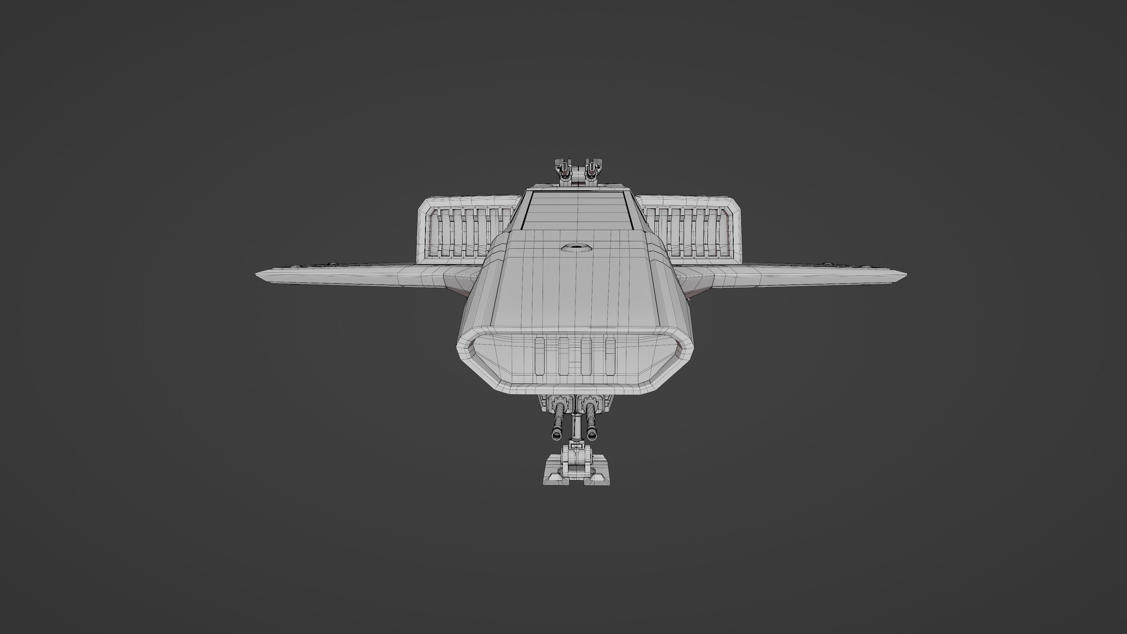 Sci-Fi Space Fighter Jet with Interior Cockpit Low-poly 3D model_30