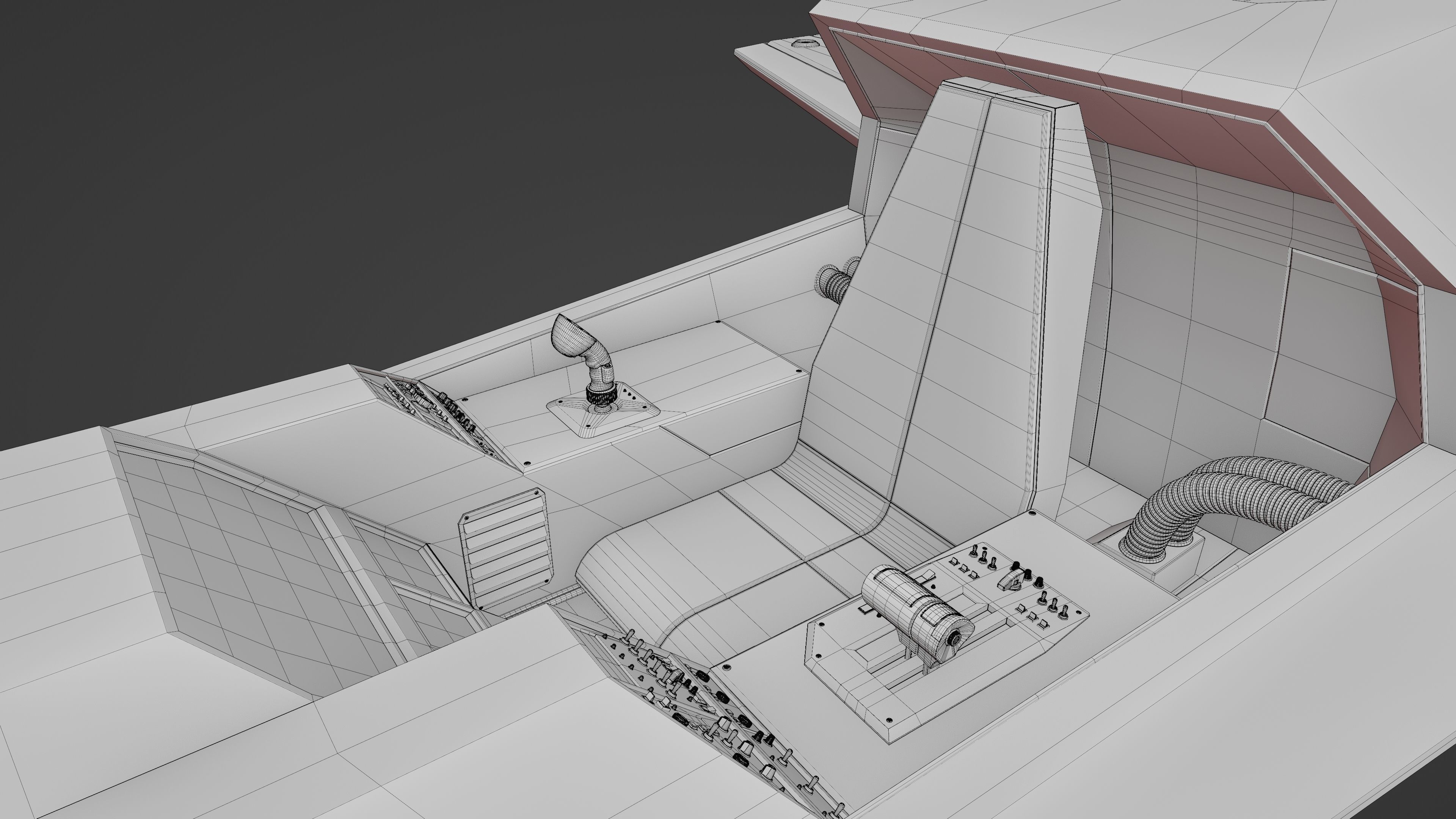 Sci-Fi Space Fighter Jet with Interior Cockpit Low-poly 3D model_29