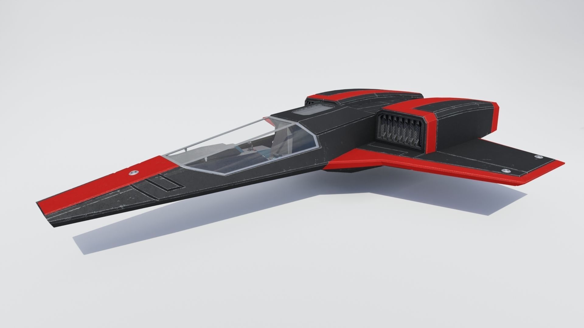 Sci-Fi Space Fighter Jet with Interior Cockpit Low-poly 3D model_13