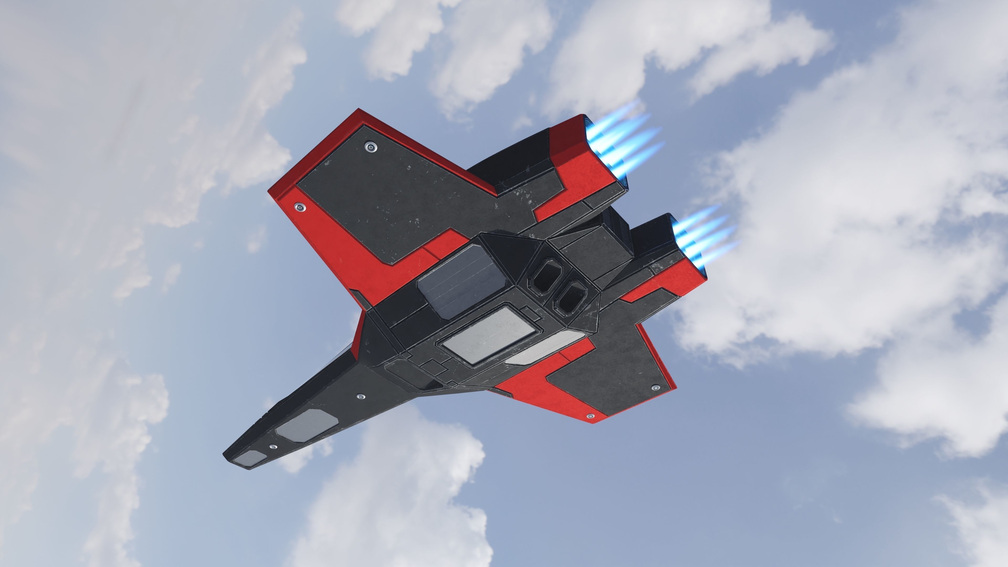 Sci-Fi Space Fighter Jet with Interior Cockpit Low-poly 3D model_19