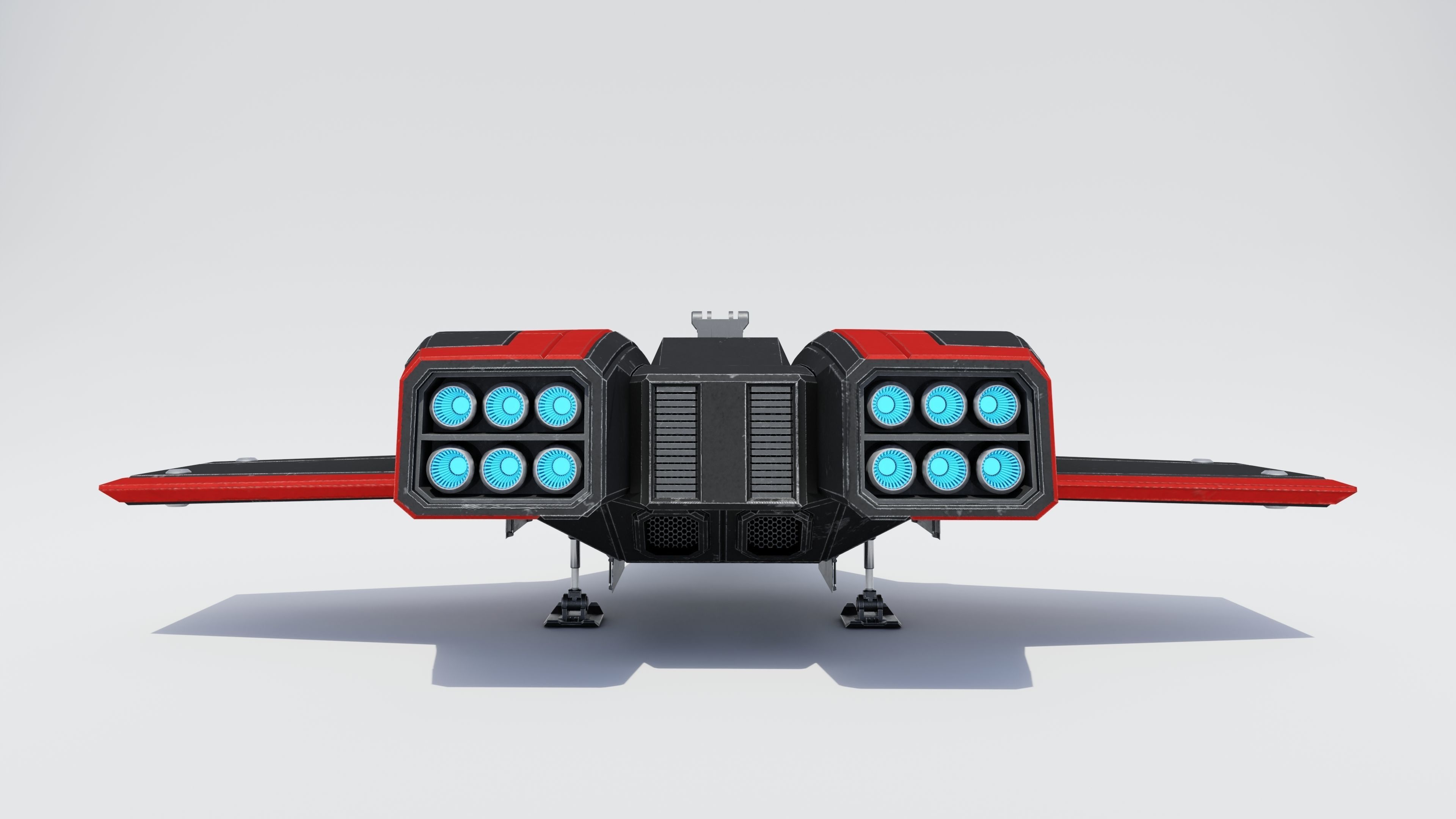 Sci-Fi Space Fighter Jet with Interior Cockpit Low-poly 3D model_6