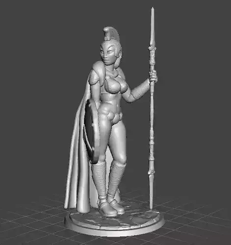 FEMALE SPARTAN WARRIOR SPEAR AND SHIELD MINIATURE MODEL GAME RPG