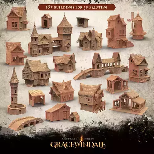 Gracewindale - Town Buildings 3D Model Collection