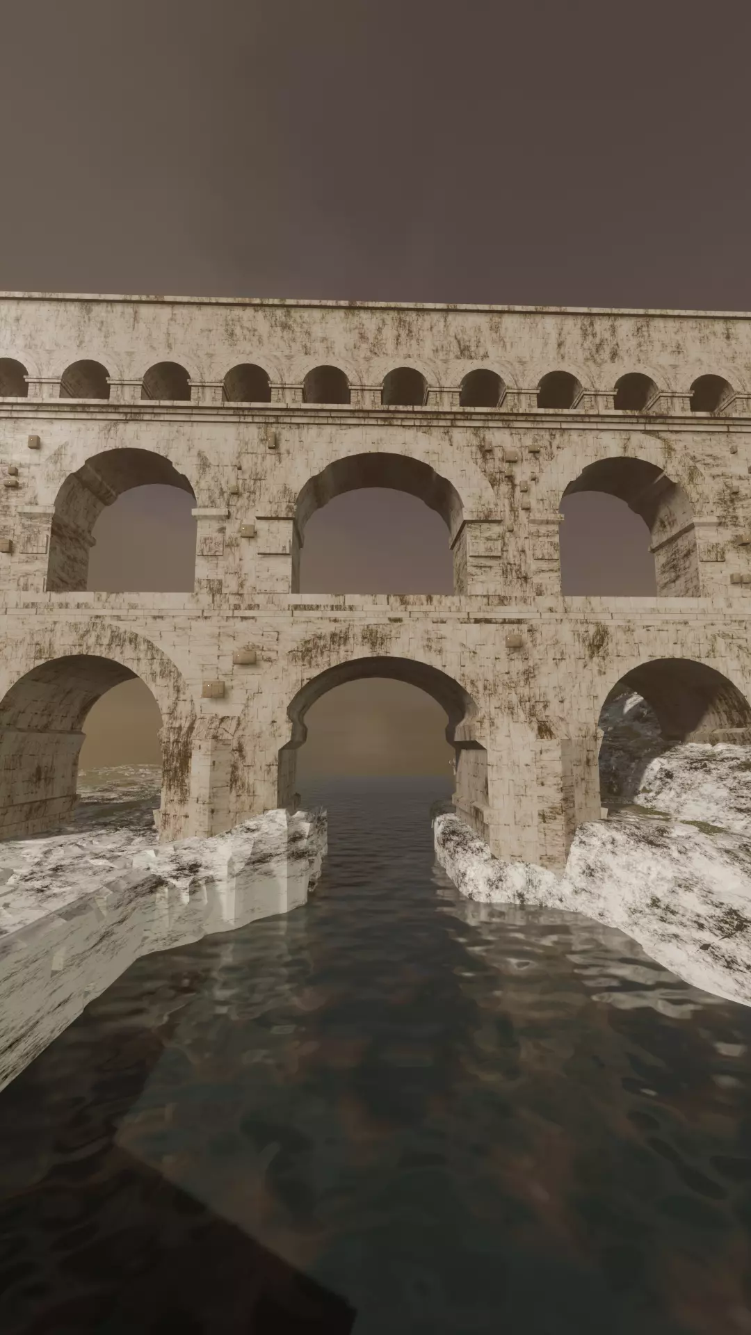 Bridge - Pont Du Gard Jump Animation 3D model_0