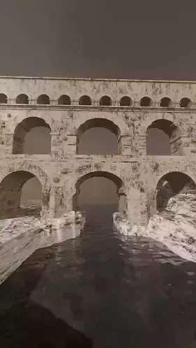 Bridge - Pont Du Gard Jump Animation 3D model