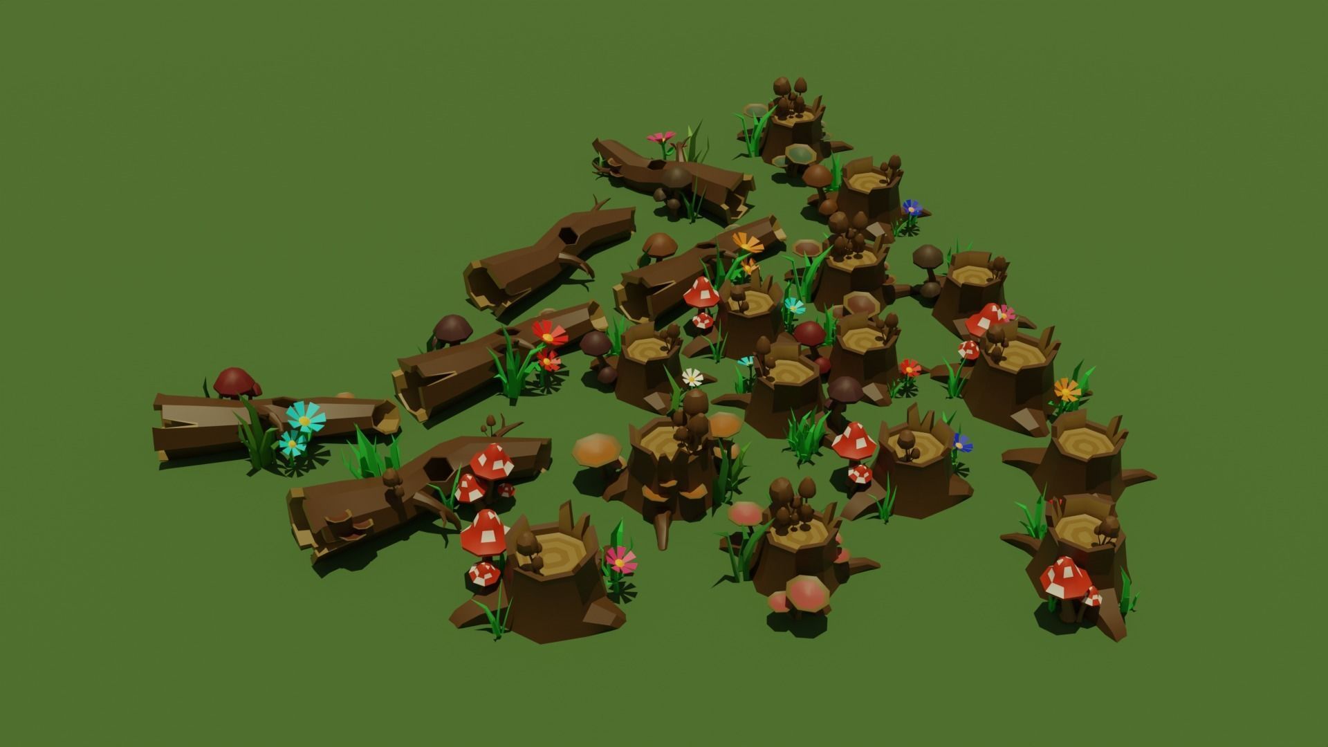 Landscape Assets Pack Low-poly 3D model_8