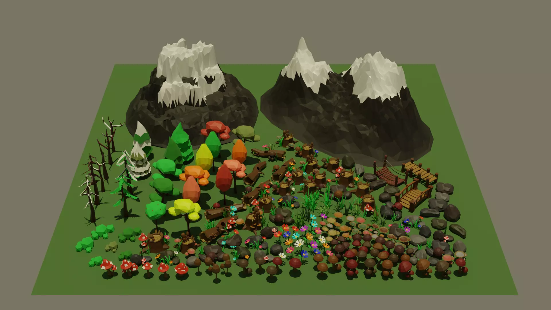 Landscape Assets Pack Low-poly 3D model_0
