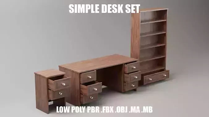 Simple Desk Set - Low Poly PBR