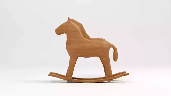 Wooden horse toy 3d model Low-poly 3D model