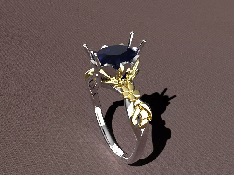 Women solitaire ring 3D print model 3D print model