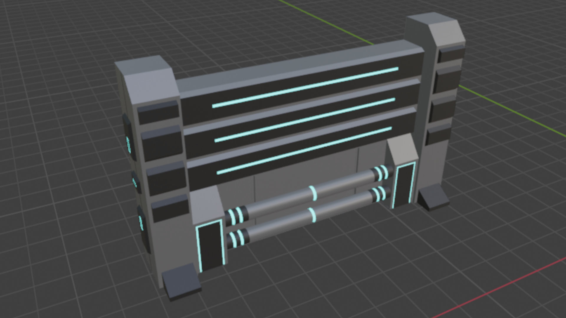 Sci Fi Wall - Game Ready Low-poly 3D model_3