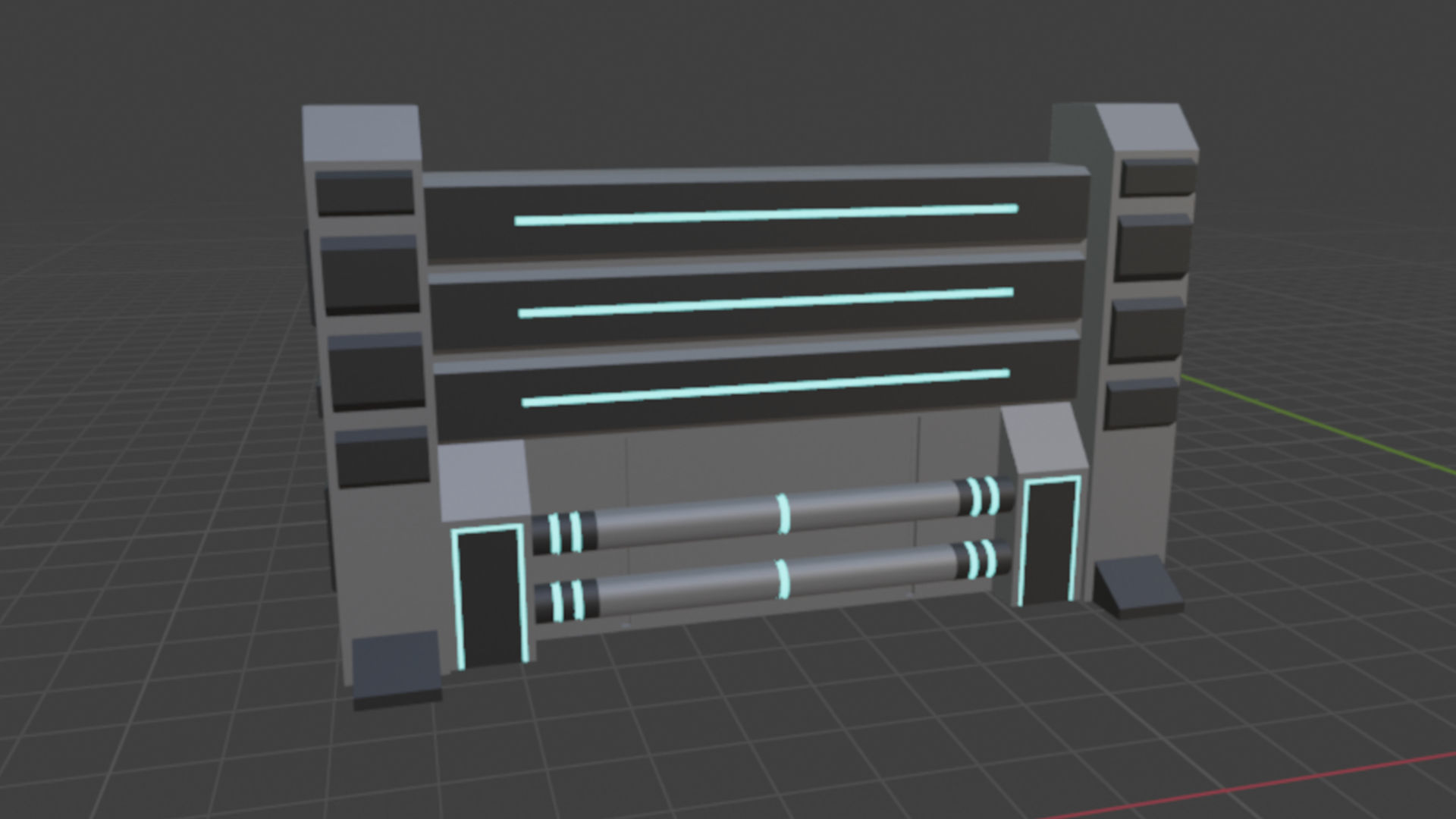 Sci Fi Wall - Game Ready Low-poly 3D model_2