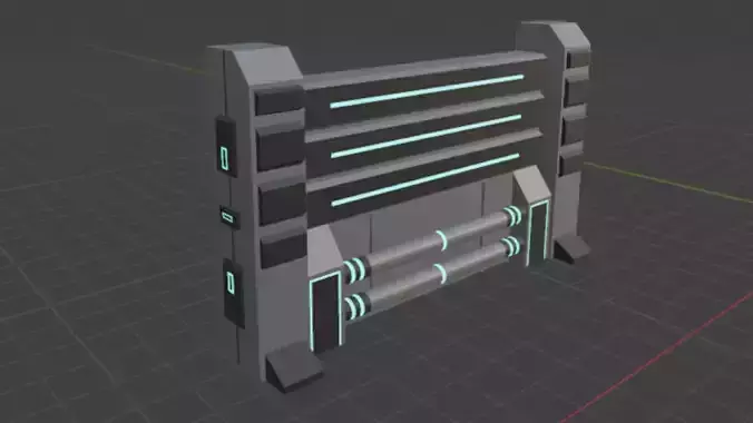 Sci Fi Wall - Game Ready Low-poly 3D model