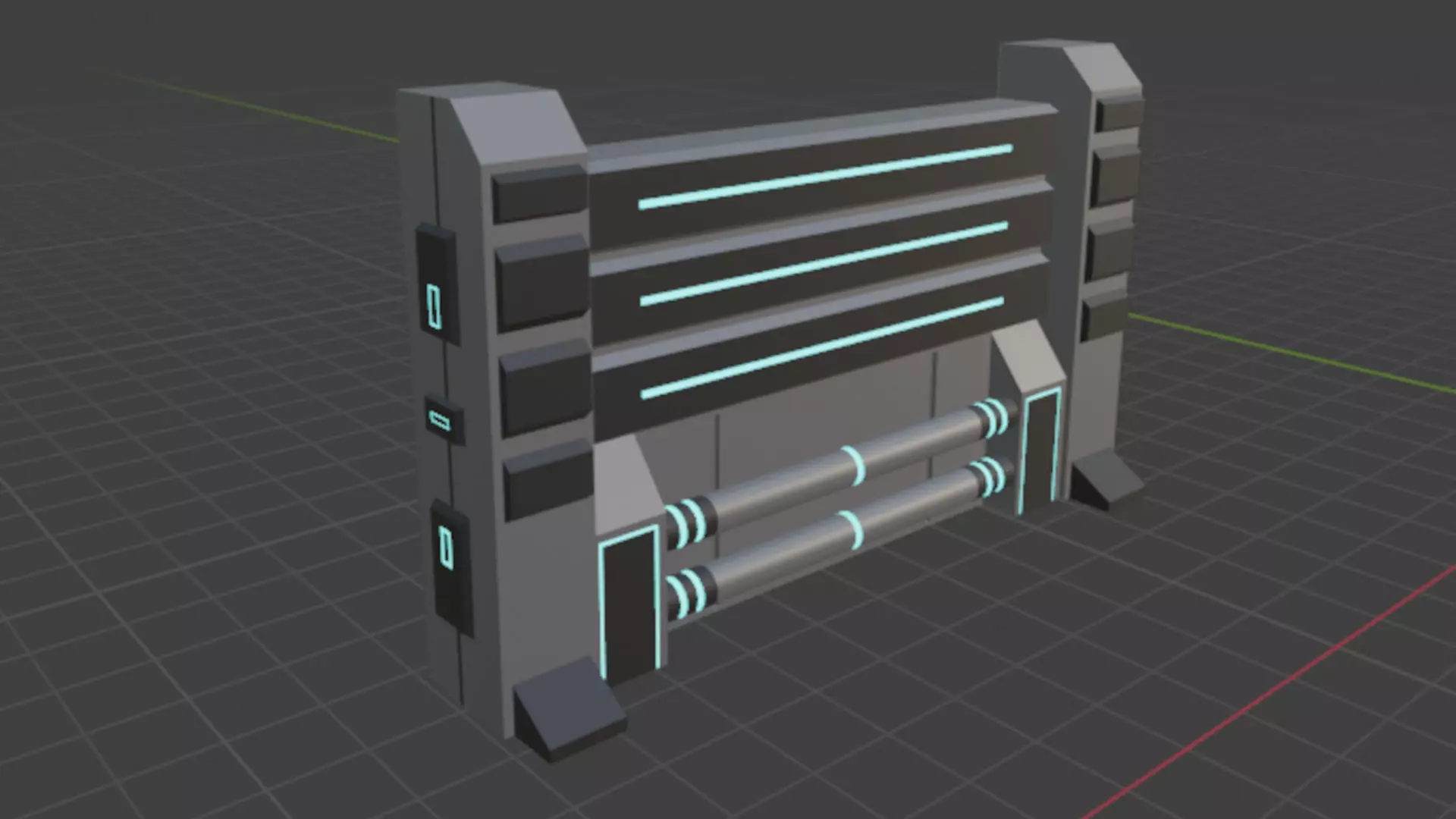 Sci Fi Wall - Game Ready Low-poly 3D model_0