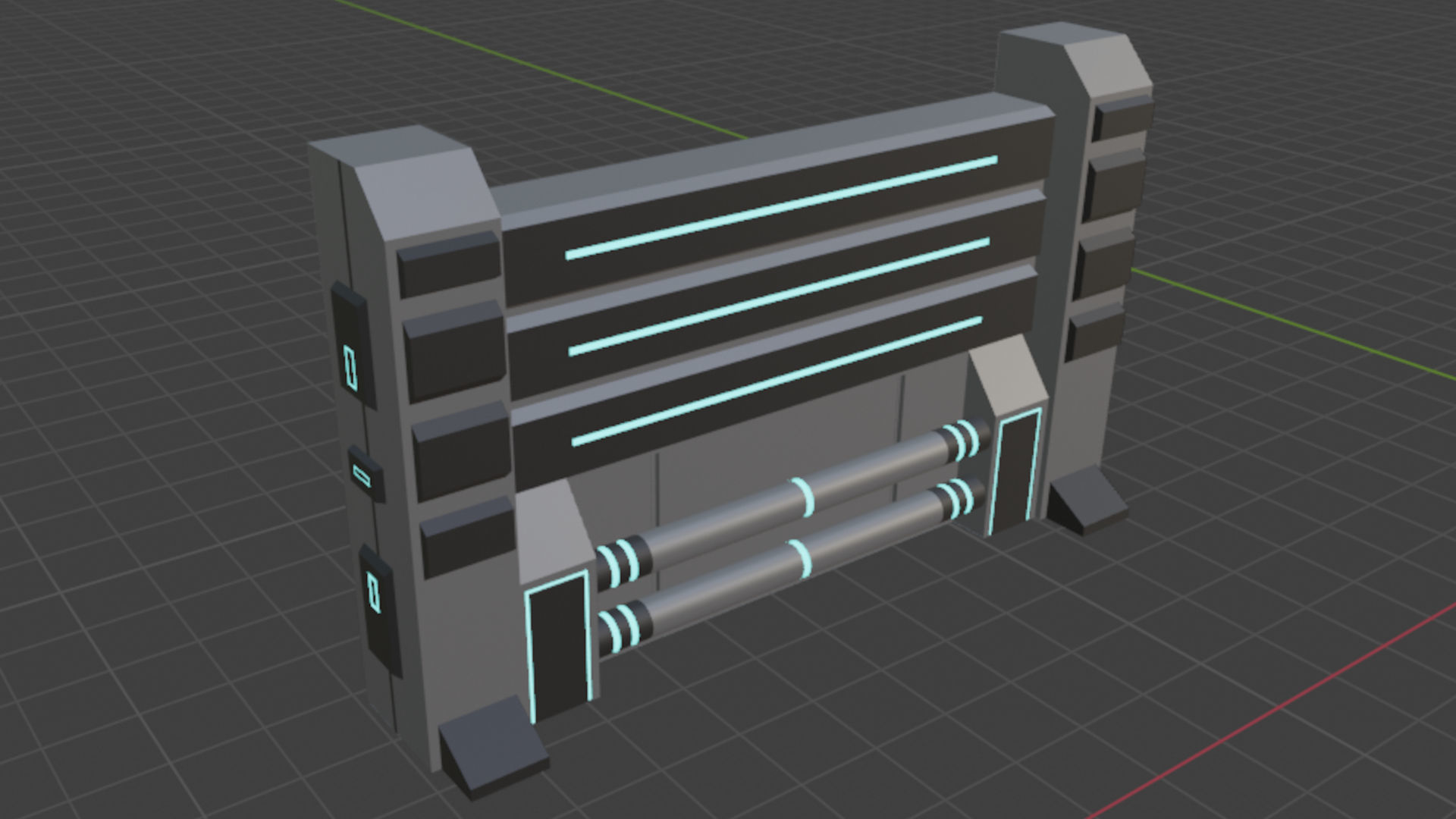 Sci Fi Wall - Game Ready Low-poly 3D model_1