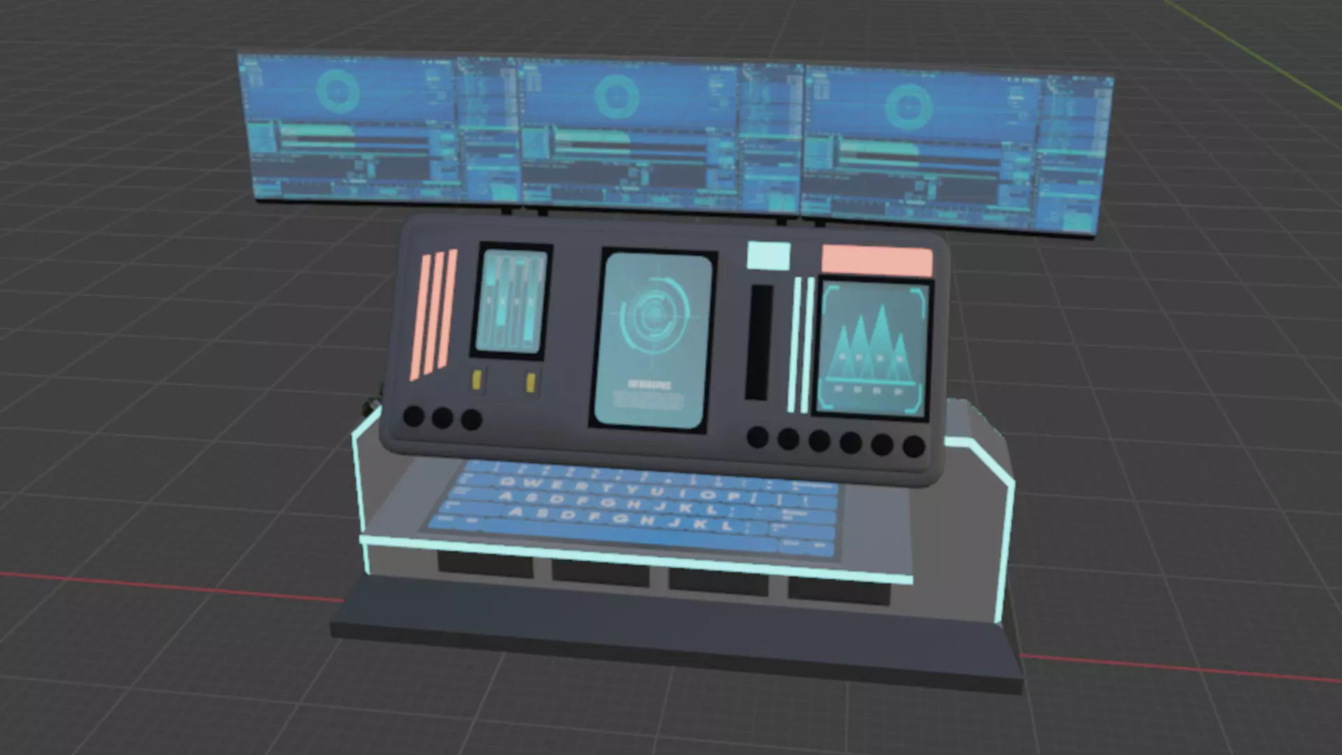 Sci-Fi Computer - Game Ready Low-poly 3D model_0