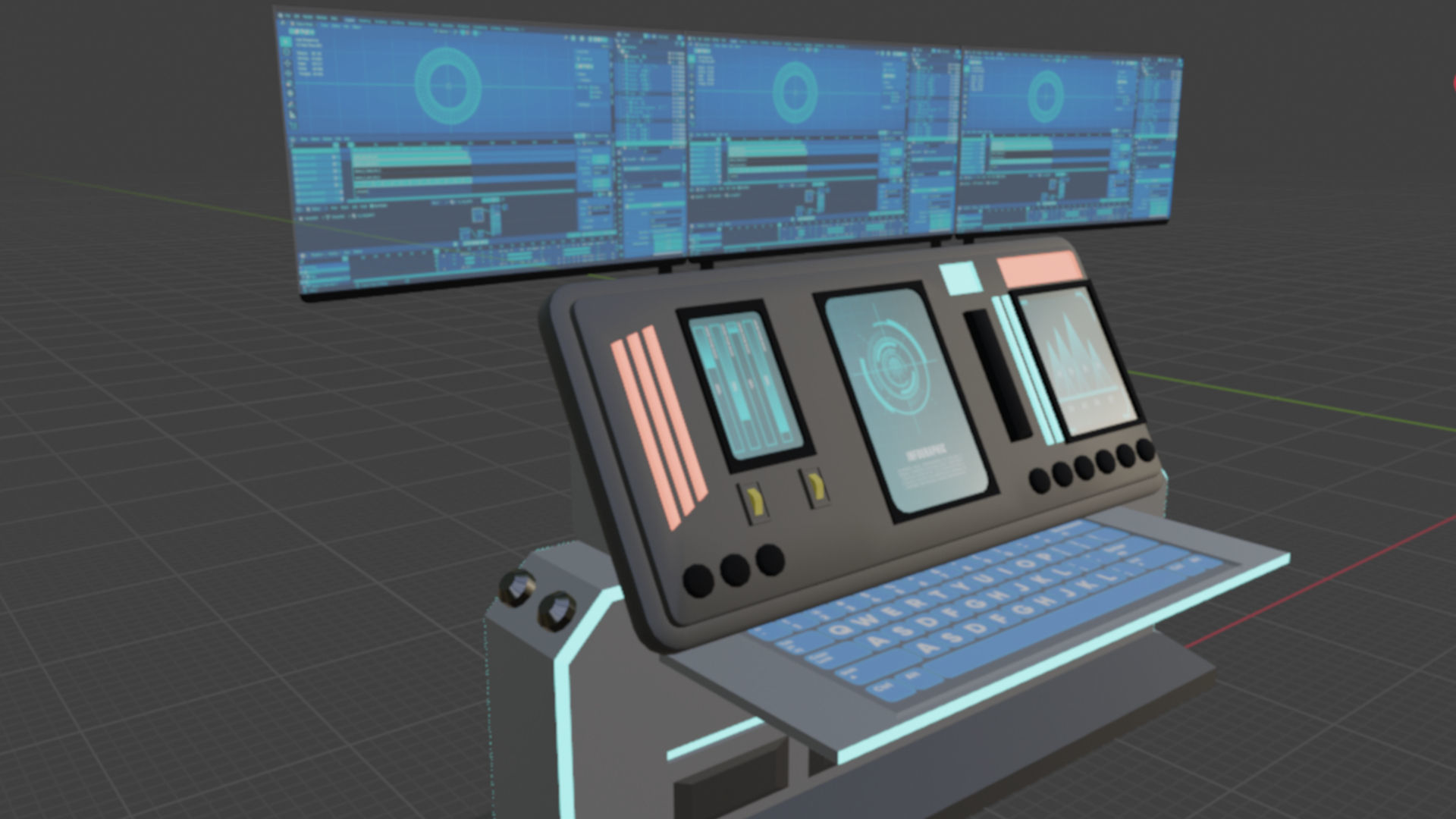 Sci-Fi Computer - Game Ready Low-poly 3D model_1