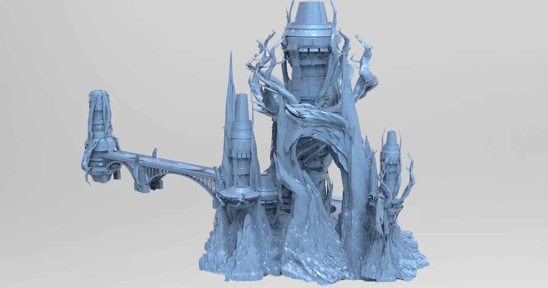 Great tree raised swamp rocks 3D Low-poly 3D model_0