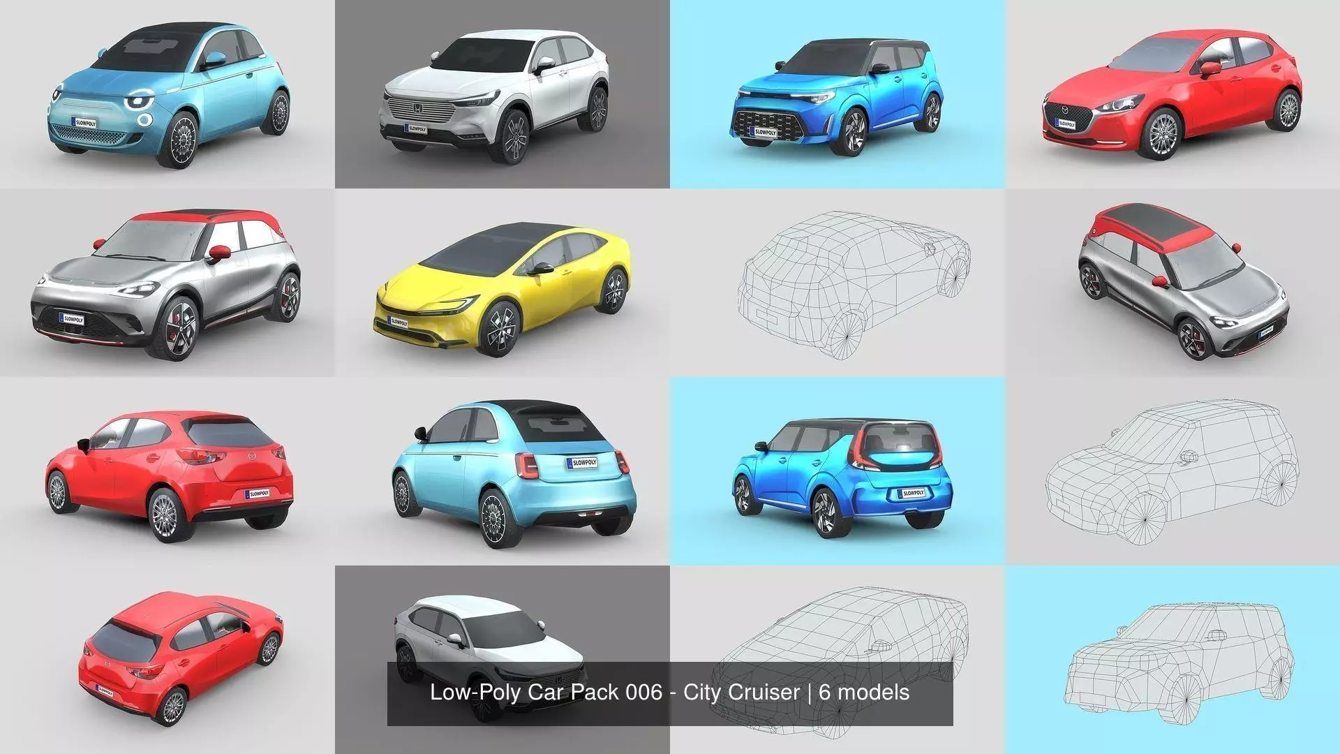 Low-Poly Car Pack 006 - City Cruiser 3D Model Collection_1