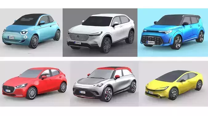 Low-Poly Car Pack 006 - City Cruiser 3D Model Collection