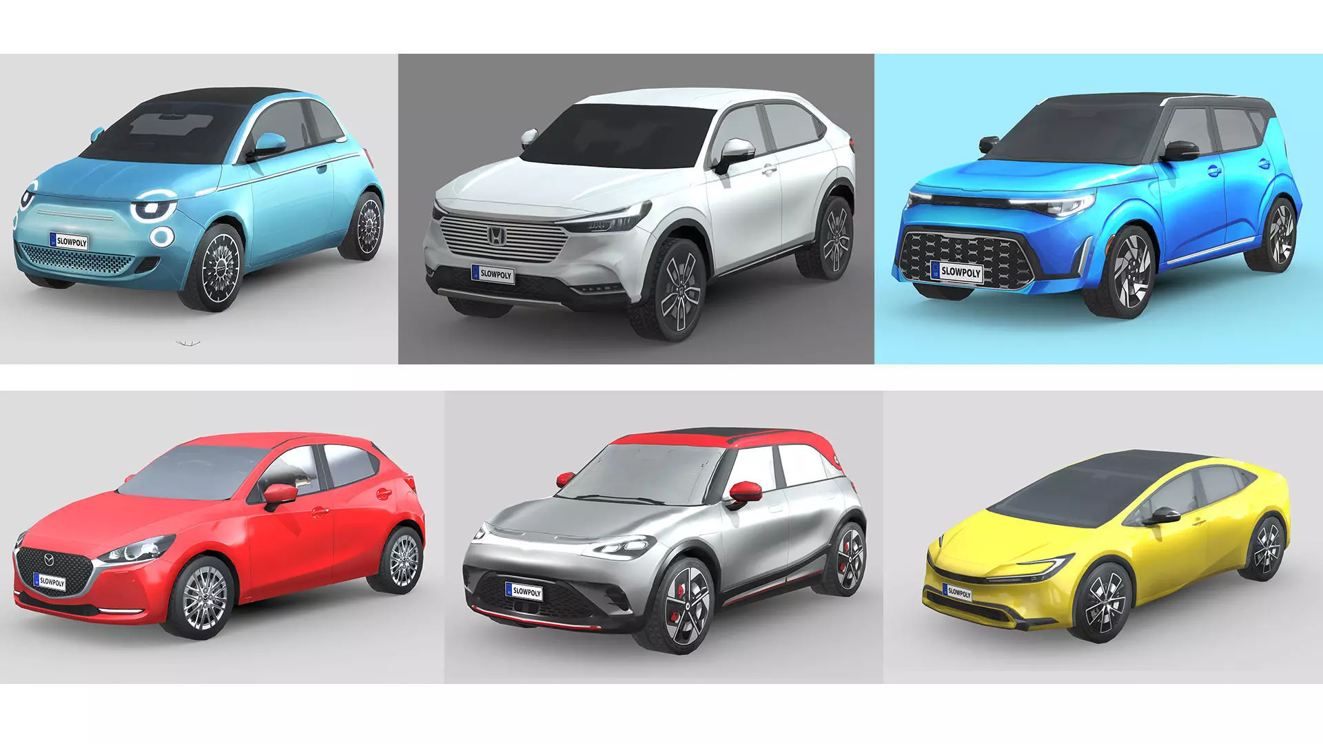 Low-Poly Car Pack 006 - City Cruiser 3D Model Collection_0