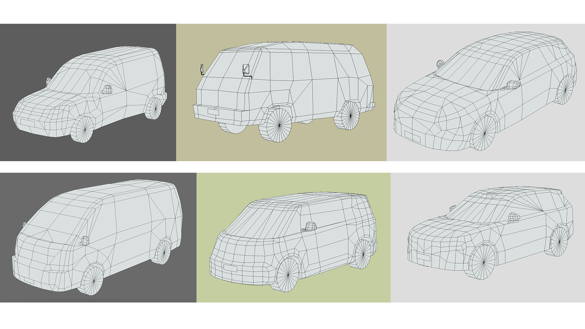 Low-Poly Car Pack 009 - Versatile Vans 3D Model Collection_2