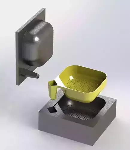 Colander - square - plus injection mold 3D print model